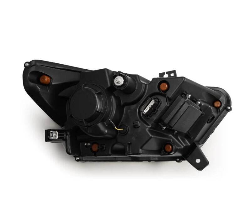 AlphaRex NOVA LED projector headlights for 15-17 Ford Mustang in black, featuring sequential signals and switchable DRL.