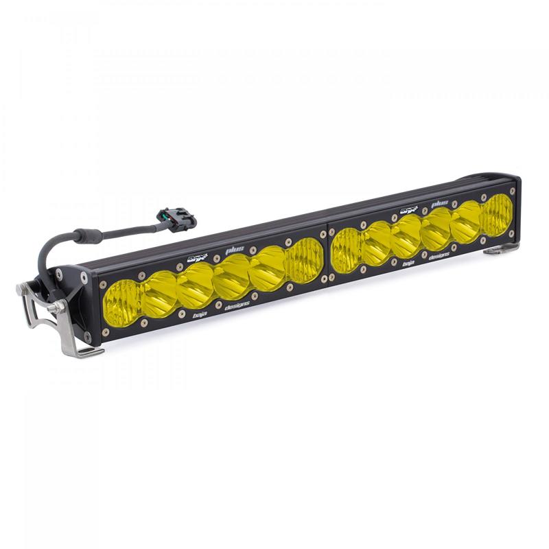 Baja Designs OnX6+ 20-inch LED light bar in amber, designed for driving and combo use, featuring durable construction.