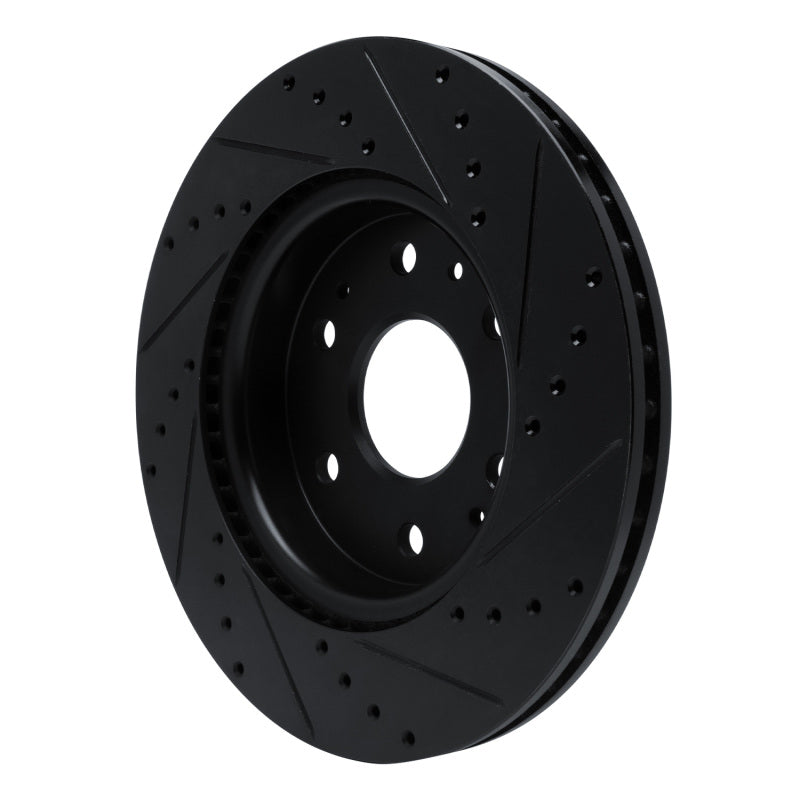 R1 23-25 Chevrolet Colorado Front Left Drilled & Slotted Black Brake Rotor