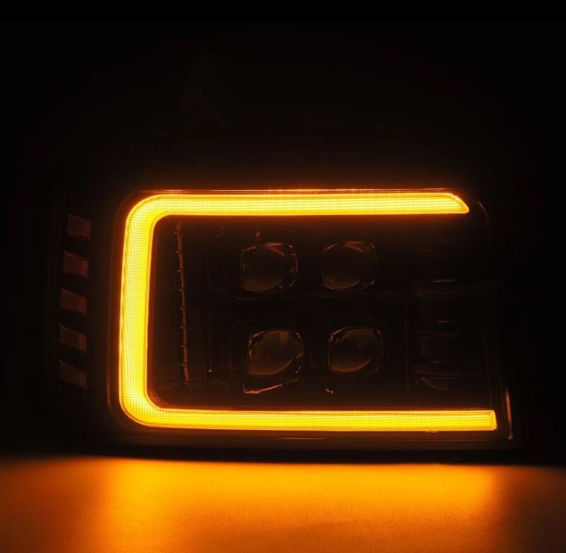 AlphaRex NOVA-Series LED projector headlight for 92-96 Ford F-Series/Bronco with active light and sequential DRL.
