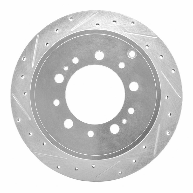 R1 17-21 Toyota Land Cruiser Rear Left Drilled & Slotted Silver Brake Rotor