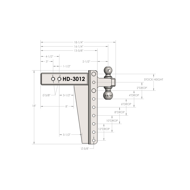 BulletProof Hitches 3.0" Heavy Duty 12" Drop/Rise Hitch Model HD3012