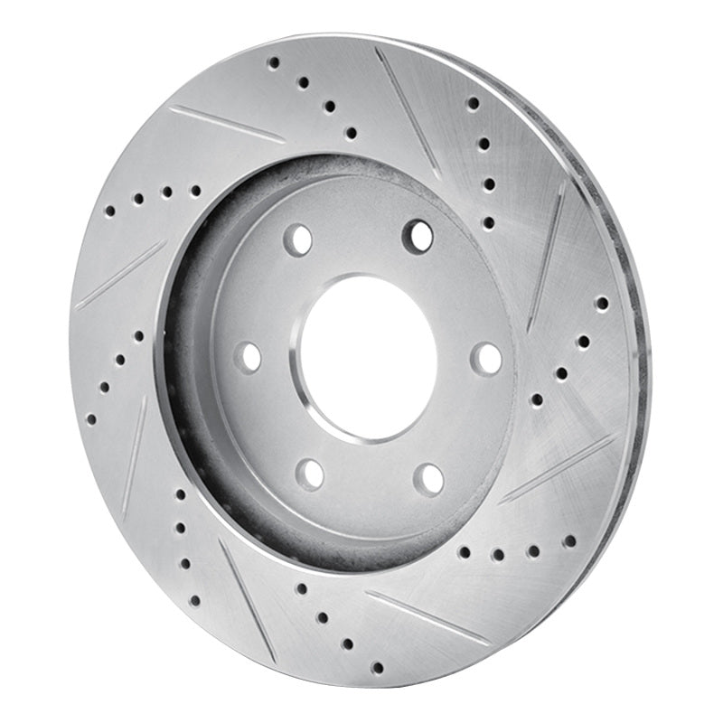 R1 04-05 Infiniti QX56 Front Left Drilled & Slotted Silver Brake Rotor
