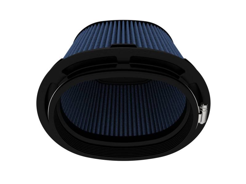 aFe MagnumFLOW Pro 5R Air Filter featuring a cylindrical design with blue filter media and a durable black frame.