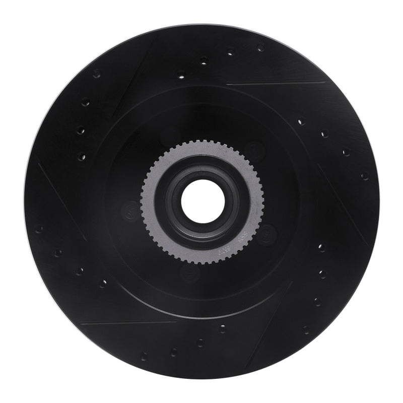 R1 1992-2002 Chevrolet Tahoe Front Right Drilled & Slotted Black Brake Rotor