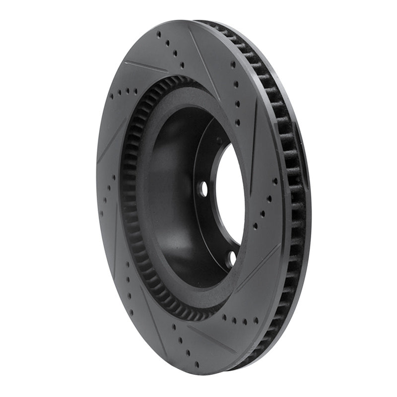 R1 07-22 Lexus LX570 Front Left Drilled & Slotted Black Brake Rotor