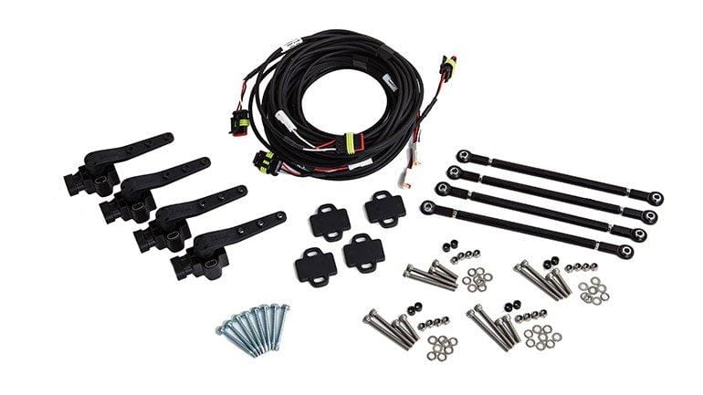 Air Lift 3P to 3H Upgrade Kit components including wiring harness, valves, brackets, and mounting hardware for air suspension systems.