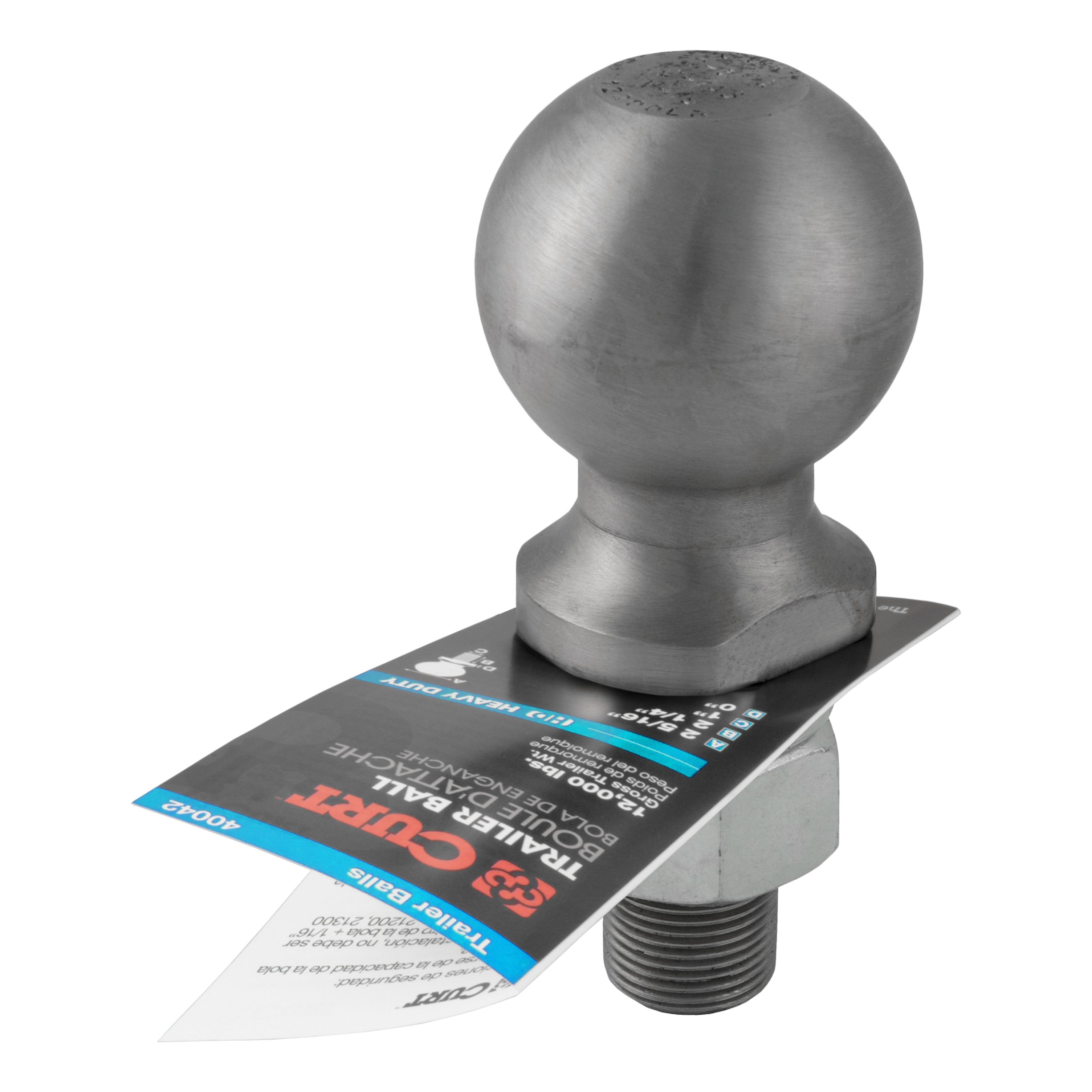 CURT Raw Steel Trailer Hitch Ball, 12,000 lbs, 2-5/16-Inch Diameter, 1 x 2-1/4-Inch Shank Model 40042
