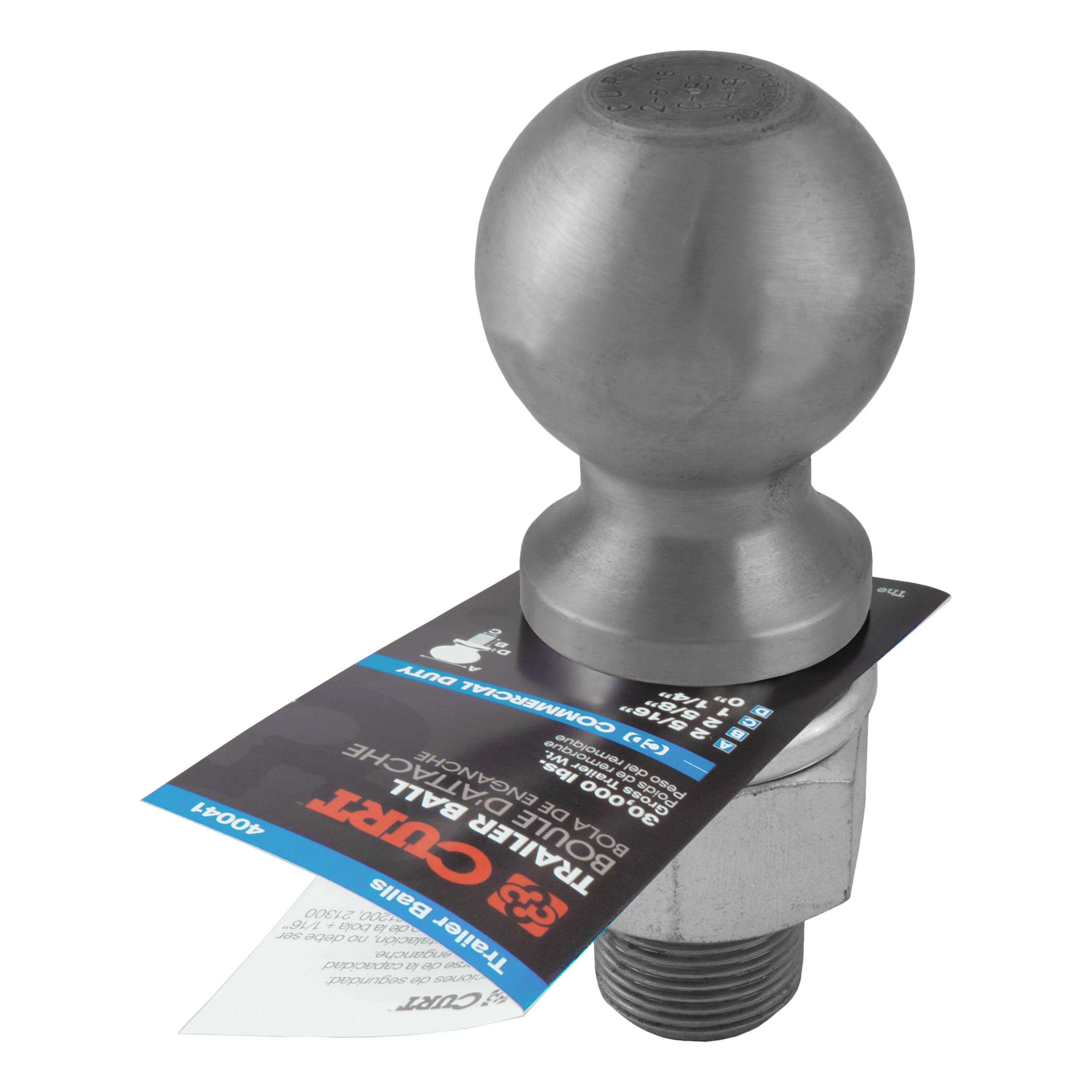 CURT Raw Steel Trailer Hitch Ball, 30,000 lbs, 2-5/16-Inch Diameter, 1-1/4 x 2-5/8-Inch Shank Model 40085