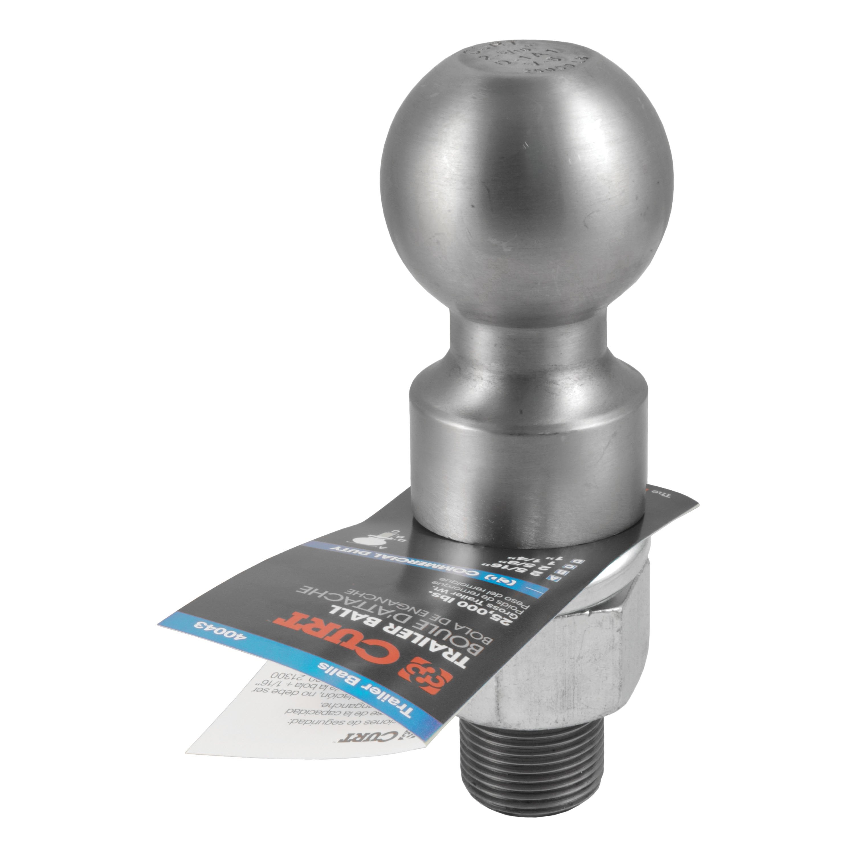 CURT Raw Steel Trailer Hitch Ball, 25,000 lbs, 2-5/16-Inch Diameter, 1-1/4 x 2-5/8-Inch Shank Model 40086