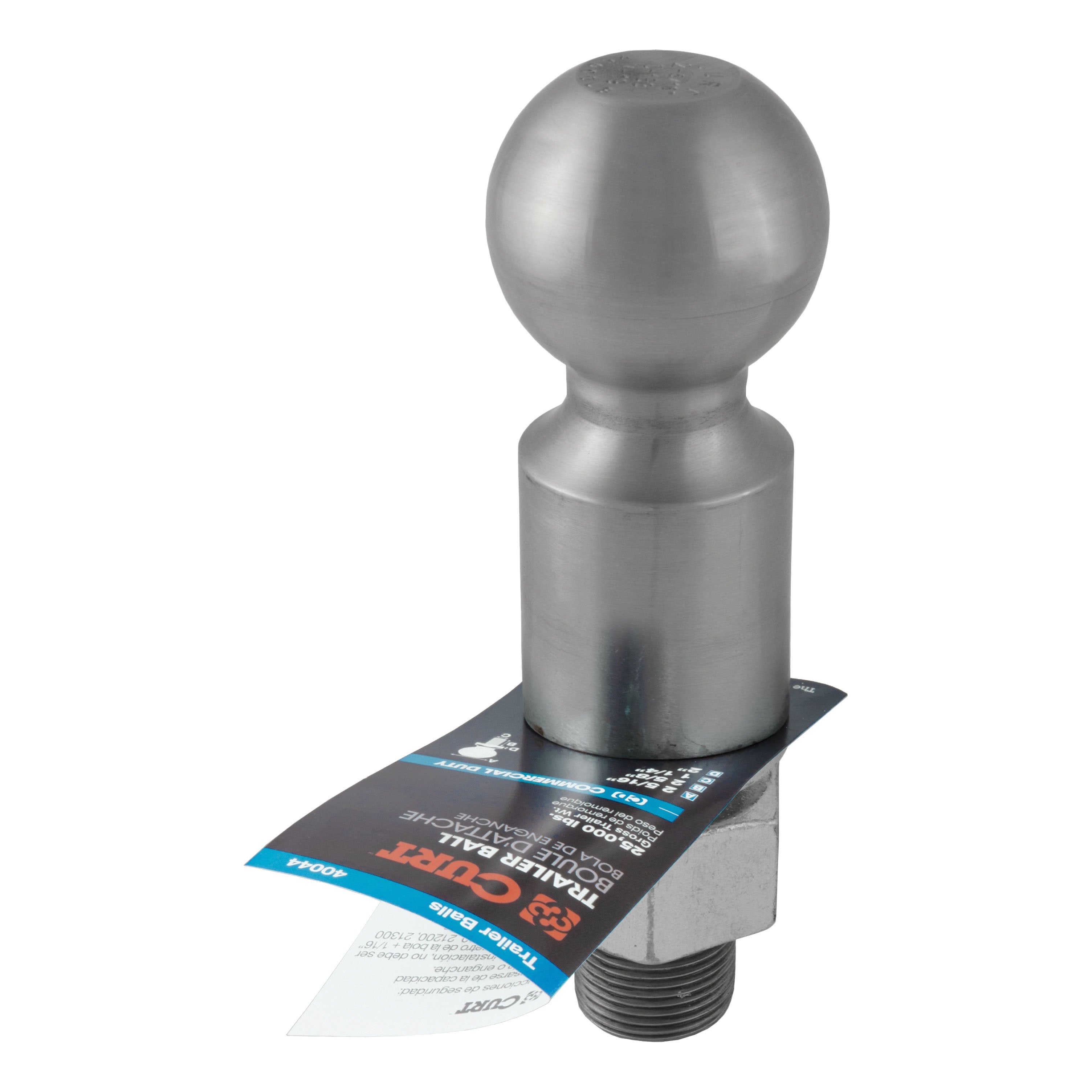 CURT Raw Steel Trailer Hitch Ball, 25,000 lbs, 2-Inch Rise, 2-5/16-Inch Diameter, 1-1/4 x 2-5/8-Inch Shank Model 40087