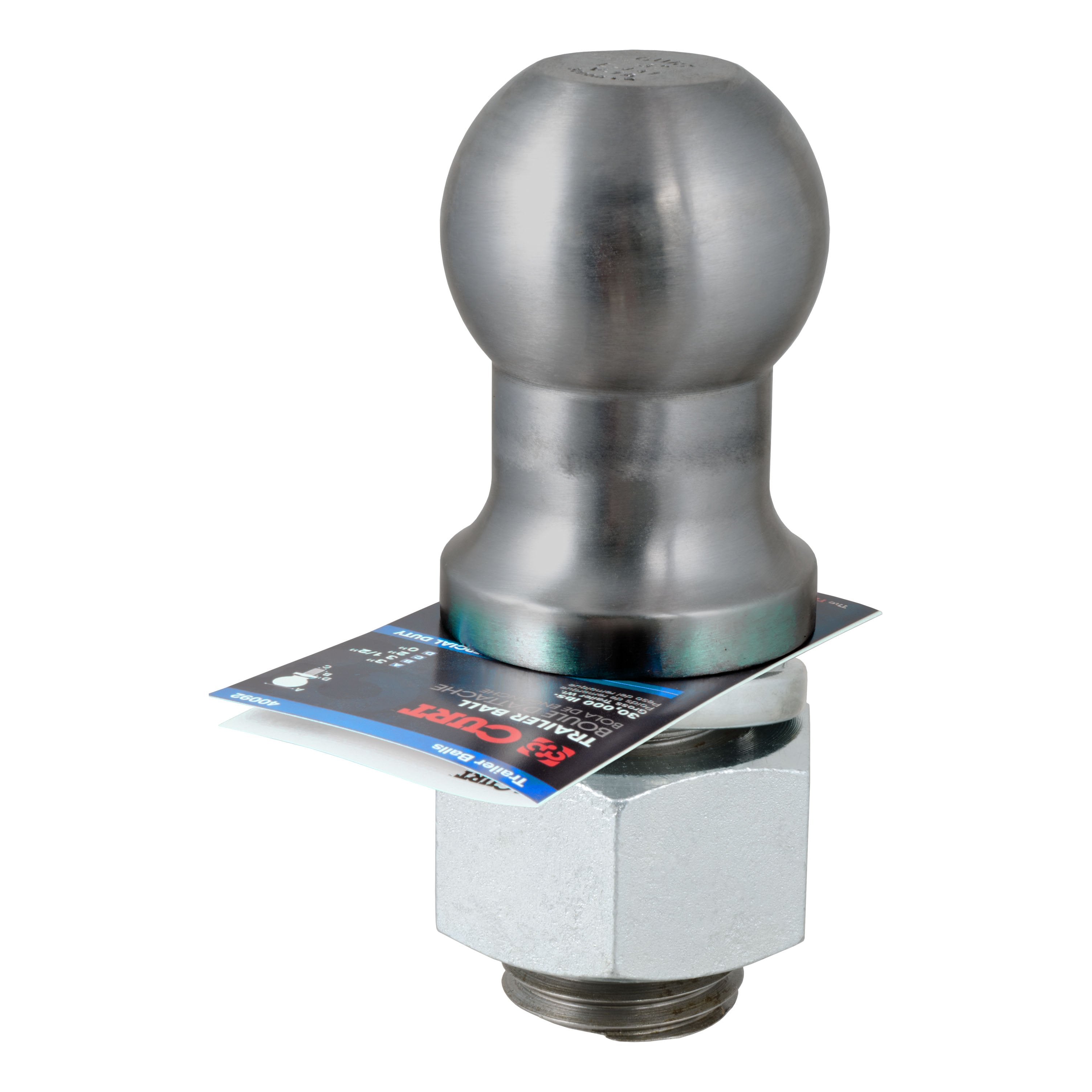 CURT Raw Steel Trailer Hitch Ball, Gooseneck, 30,000 lbs, 3-Inch Diameter, 2 x 3-1/4-Inch Shank Model 40089