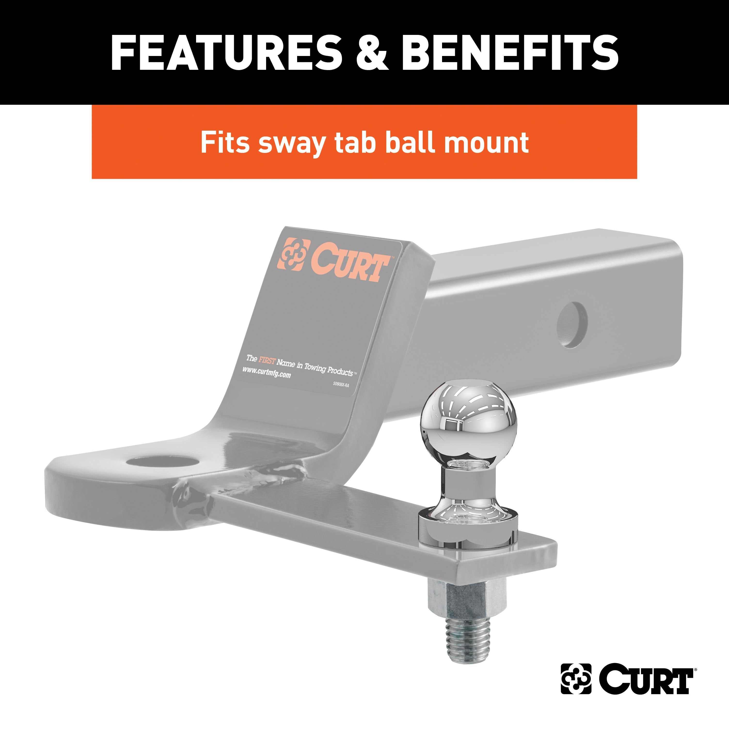 CURT Replacement Trailer Sway Control Ball, 1-1/4-Inch Diameter, 5/8 x 1-3/4-In Shank Model 40093
