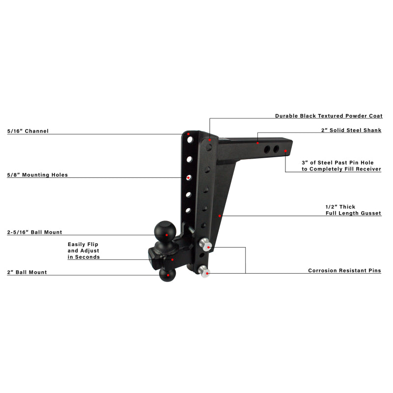 BulletProof Hitches 2.0" Heavy Duty 10" Drop/Rise Hitch Model HD2010