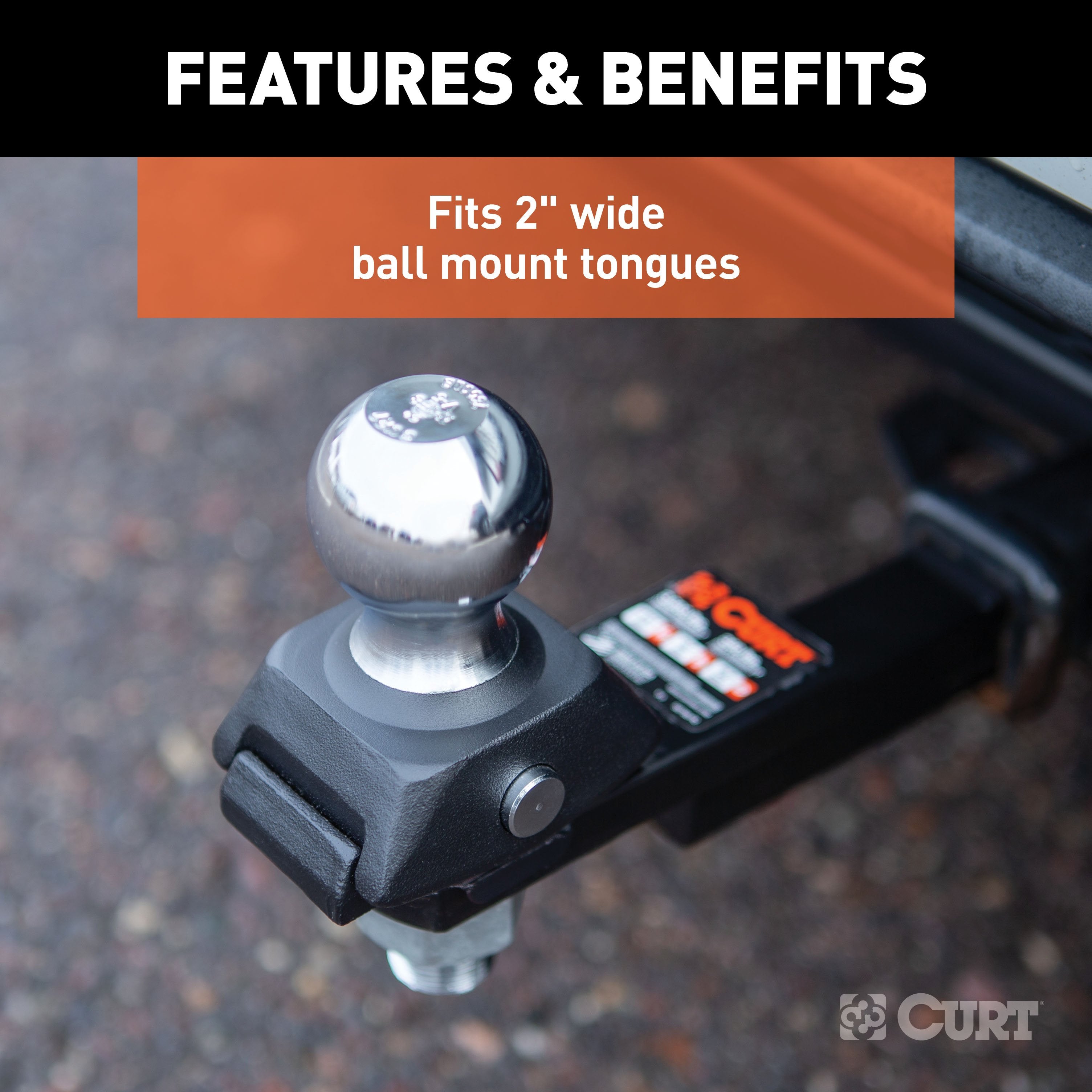 CURT RockerBall Cushion Hitch Trailer Ball 3,500 lbs, 2-Inch Diameter, 3/4-Inch Shank Model 40246