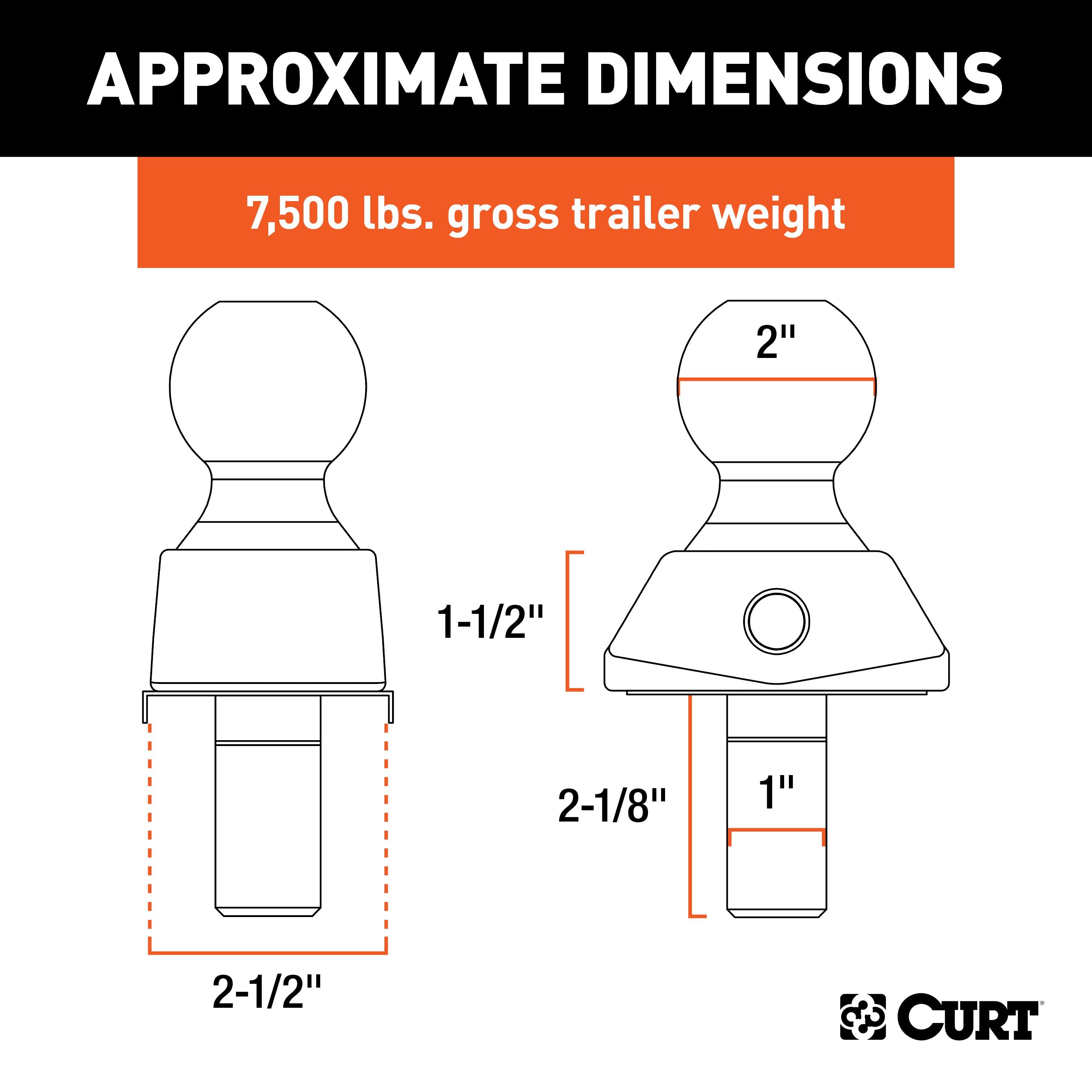 CURT RockerBall Cushion Hitch Trailer Ball 7,500 lbs, 2-Inch Diameter, 1-Inch Shank Model 40247