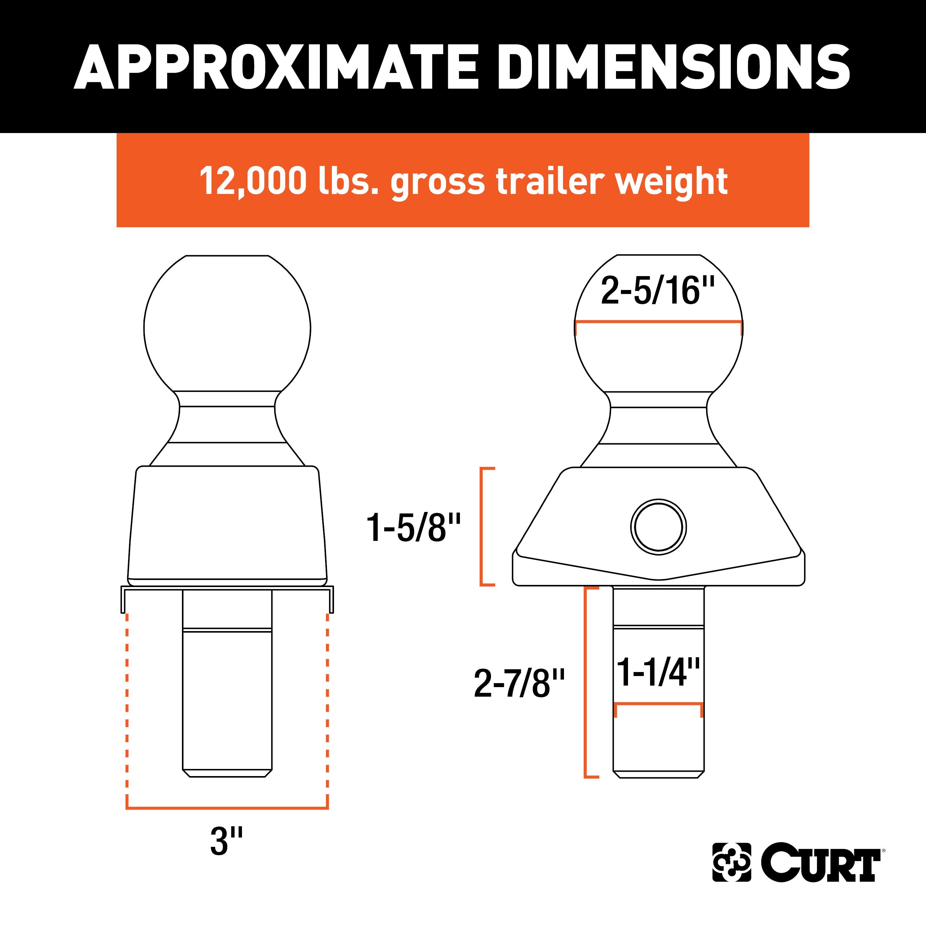 CURT RockerBall Cushion Hitch Trailer Ball 12,000 lbs, 2-5/16-Inch Diameter, 1-1/4-Inch Shank Model 40249