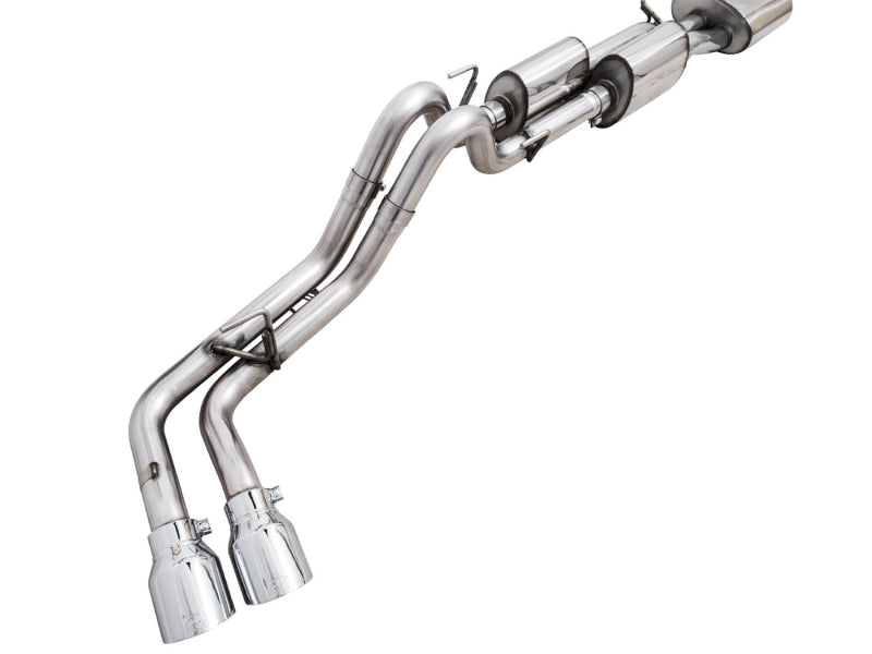 AWE Tuning 16-22 Toyota Tacoma 0FG Cat-Back Exhaust w/ BashGuard - Dual Chrome Silver Tips