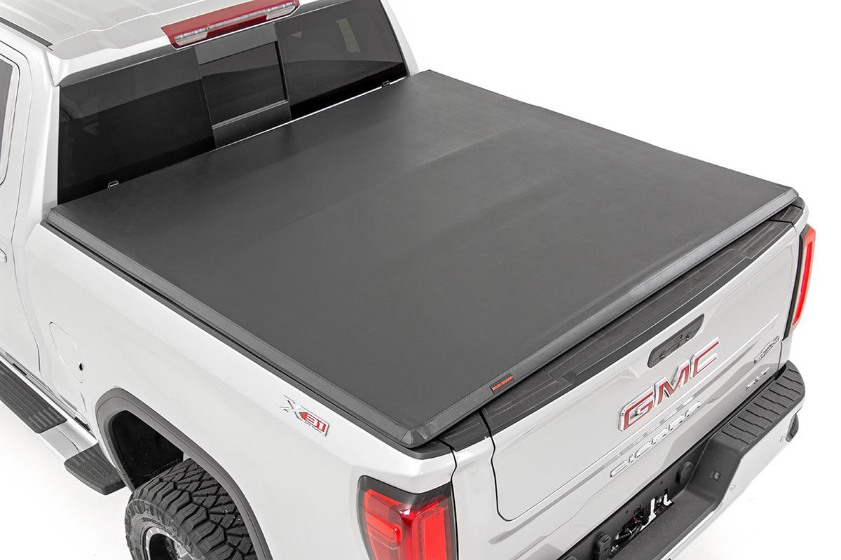 Soft Tri-Fold Bed Cover 5 Foot 10 Inch Bed Chevy/GMC Sierra 1500 (19-26)/Silverado 1500 (19-26) Rough Country