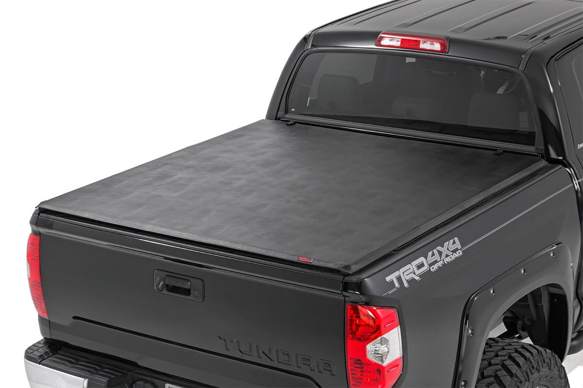 Soft Tri-Fold Bed Cover With & W/O OE Rails 6 Foot 7 Inch Bed Toyota Tundra (07-21) Rough Country