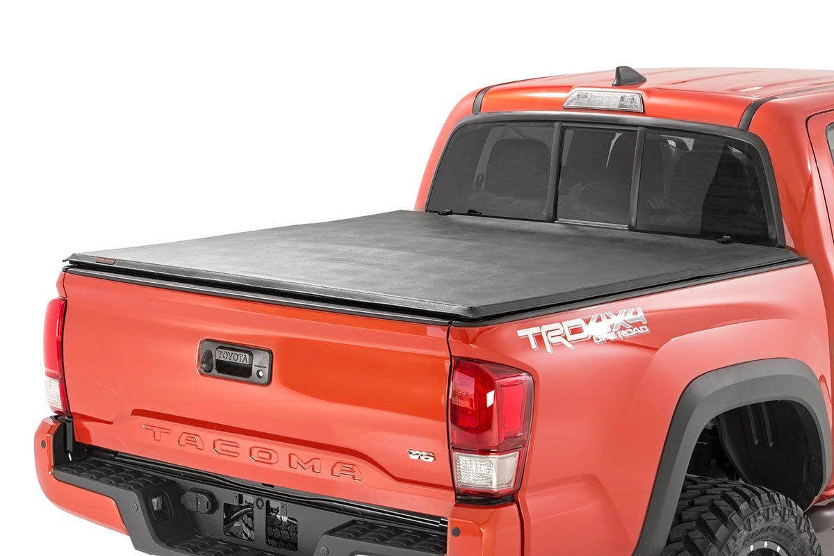 Soft Tri-Fold Bed Cover 5 Foot Bed Dbl Cab Toyota Tacoma 2WD/4WD (16-23) Rough Country
