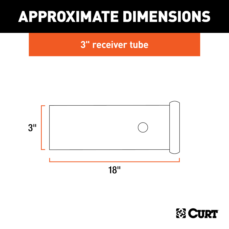 CURT 18" Raw Steel Receiver Tubing - 3" Receiver, 5/8" Pin Hole Model 49518