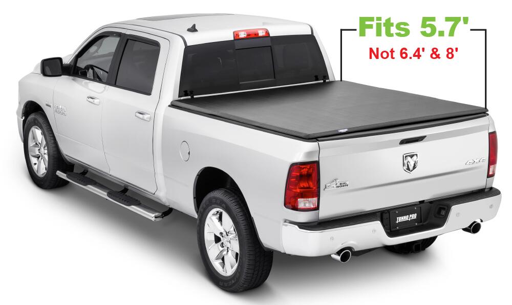 Soft Folding Tonneau Cover 09-18 Dodge Ram 1500 Incl 19-24 Classic W/O Rambox 5 Foot 7 Inch Tonno Pro