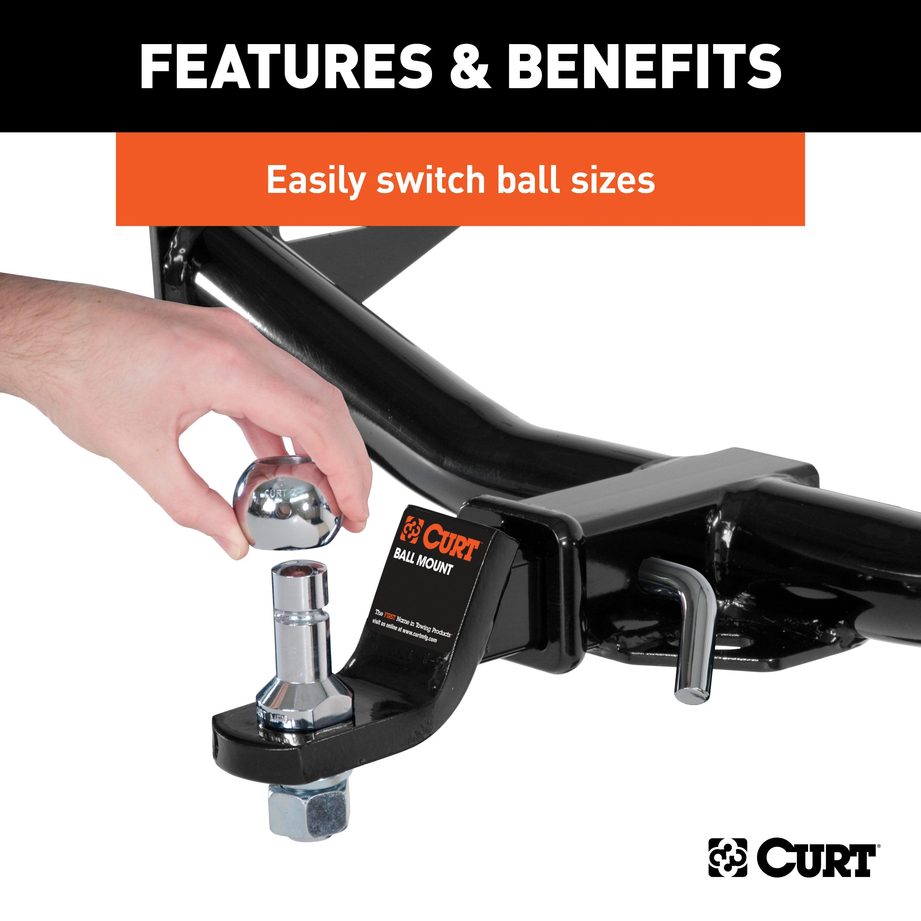 CURT 1-7/8, 2 and 2-5/16-Inch Chrome Steel Switch Ball Set, Up to 8,000 lbs. GTW Model 42225