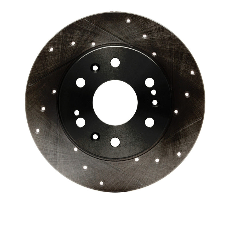 R1 05-20 Cadillac Escalade EXT Front Right Drilled & Slotted Black Brake Rotor