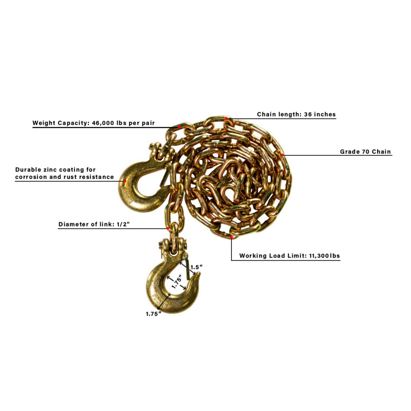 BulletProof Hitches Extreme Duty 1/2" Safety Chains (Pair) Model EDCHAINS