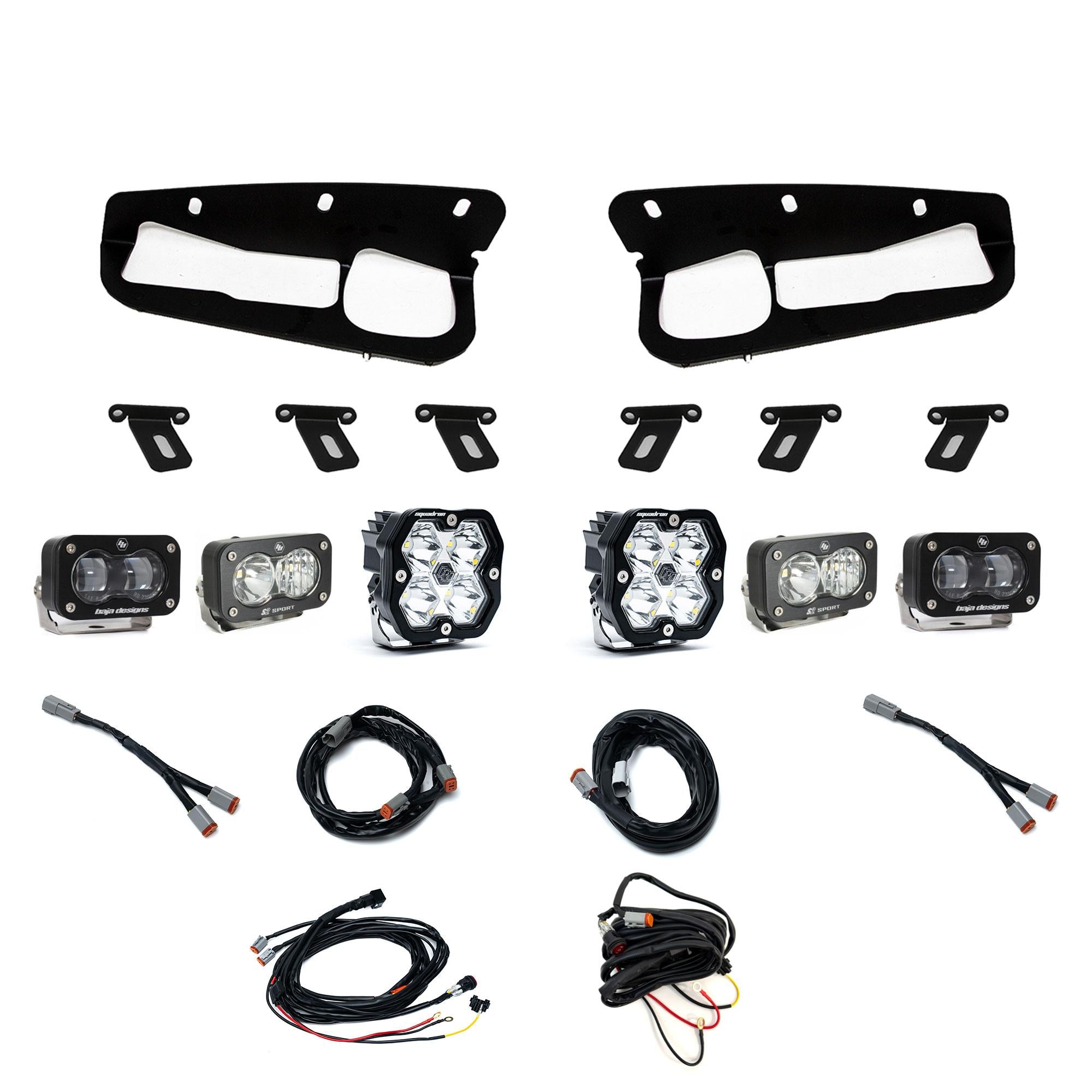 Squadron 2.0 Sport/S2 Sport/S2 Sae Sportman Fog Pocket Light Kit Ford 2021-27 Bronco 2022-24 Bronco Raptor w/ Steel Bumper Clear Baja Designs