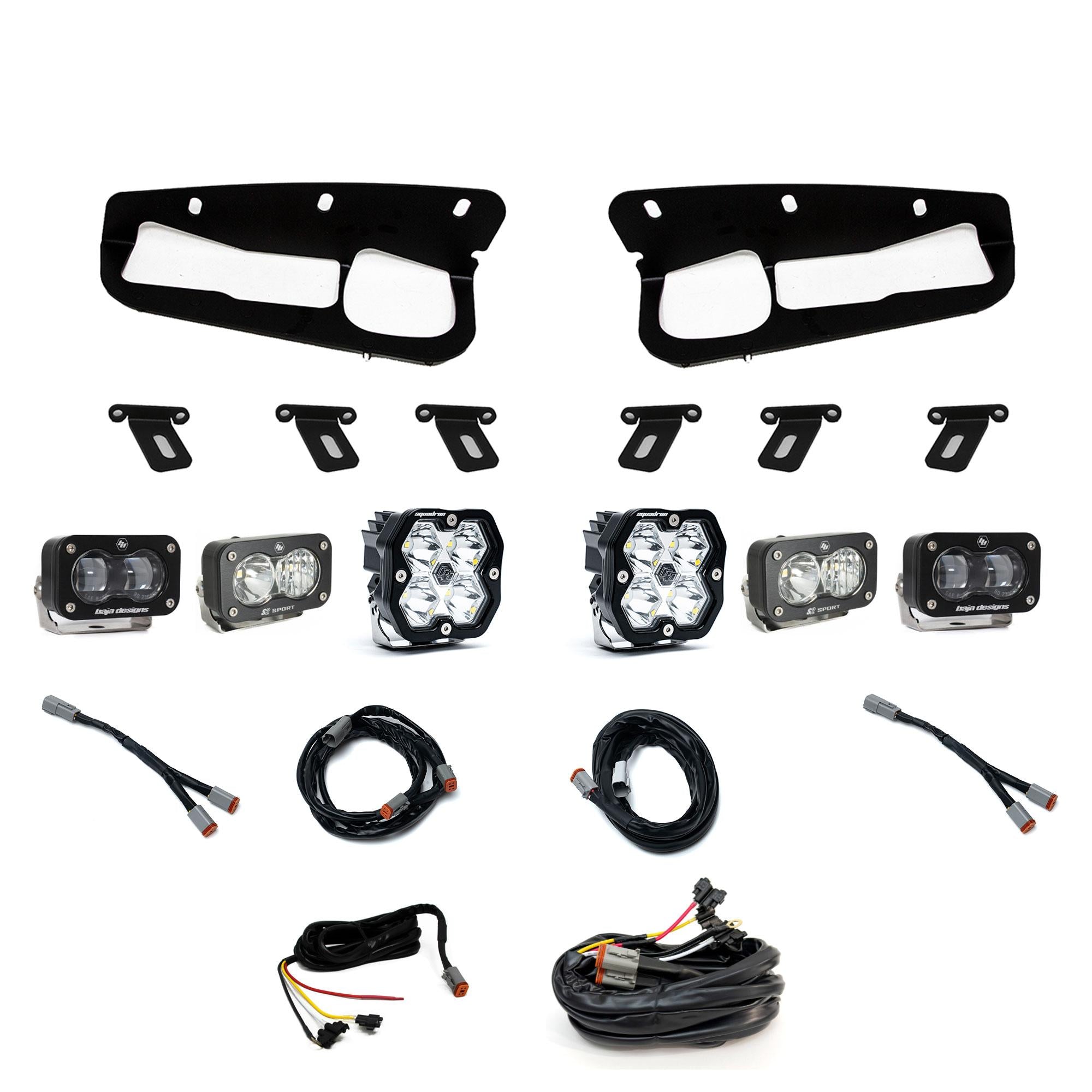 Squadron 2.0 Sport/S2 Sport/S2 Sae Sportman Fog Pocket Light Kit Ford 2021-27 Bronco 2022-24 Bronco Raptor w/ Steel Bumper Clear Baja Designs