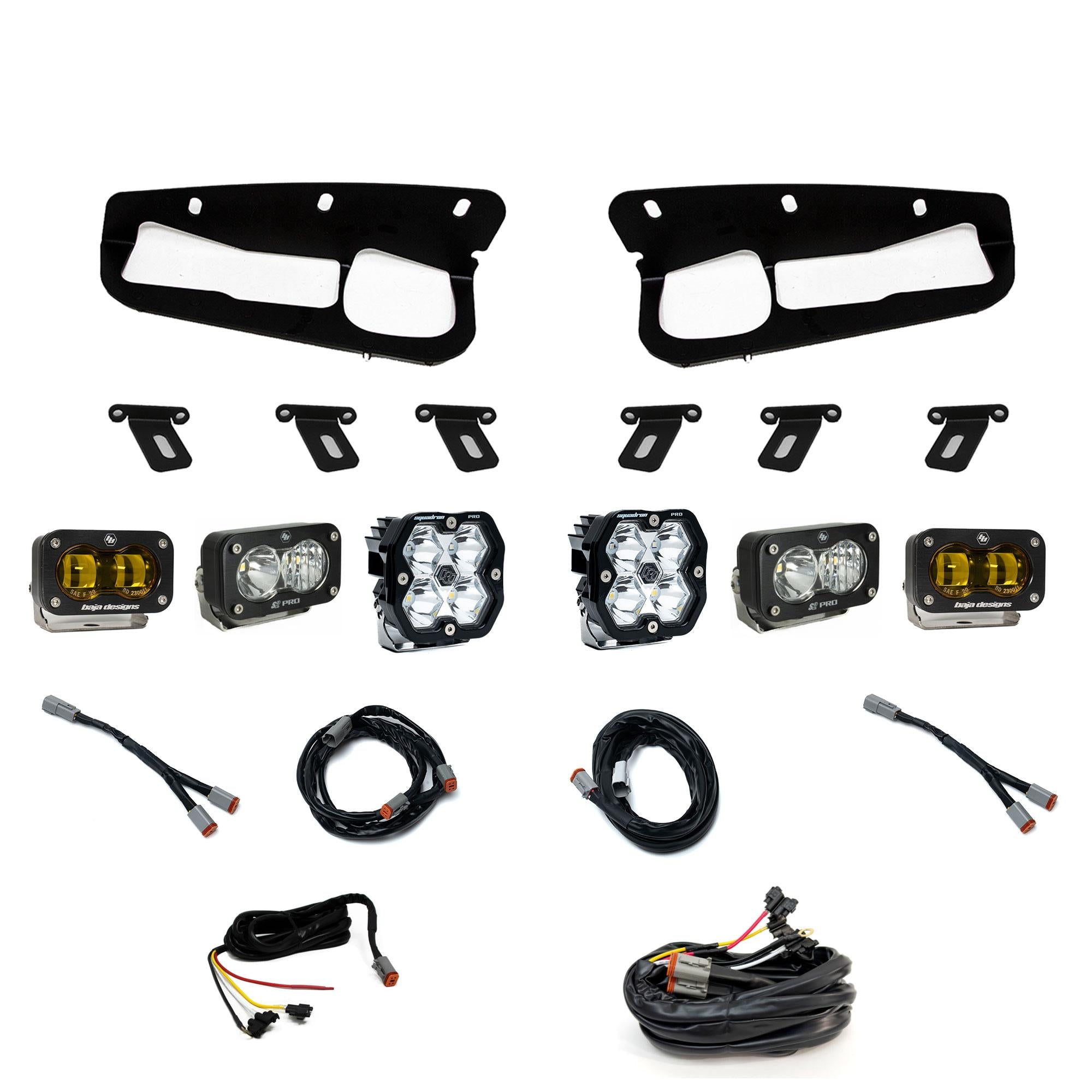 Squadron 2.0 Pro/S2 Pro/S2 Sae Pro Fog Pocket Light Kit Ford 2021-27 Bronco 2022-24 Bronco Raptor w/ Steel Bumper Baja Amber Baja Designs