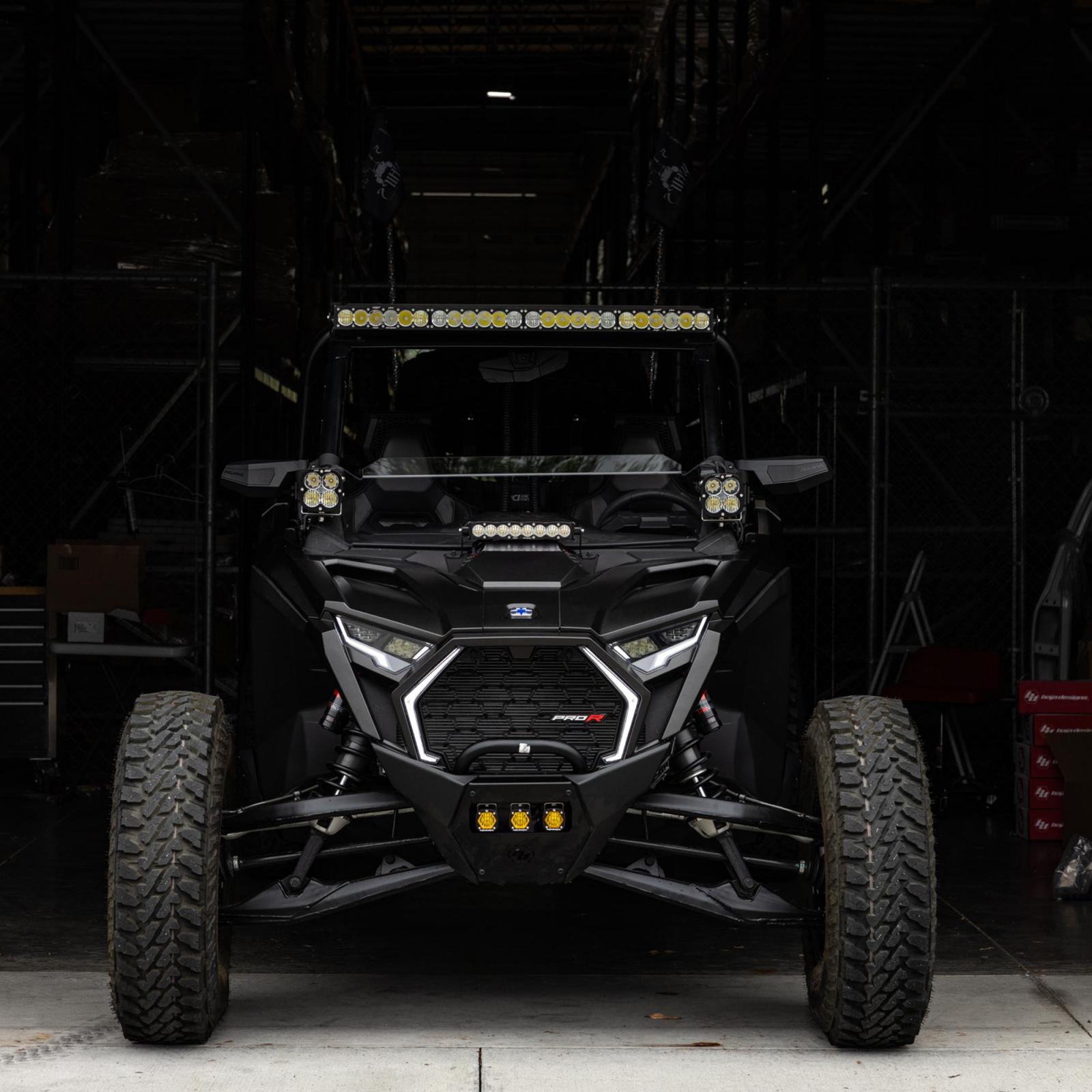 S8 10 Inch Light Bar Hood Mount Kit Polaris 2025 RZR ProR; ProS; ProXP, Clear Baja Designs