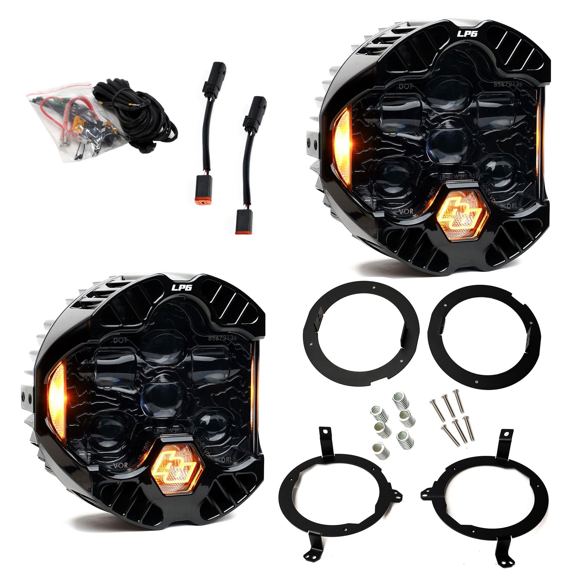 DOT LP6 LED Headlight Kit Jeep 2018-2025 Wrangler JL 2020-2025 Gladiator JT w/Halogen Headlights Baja Designs