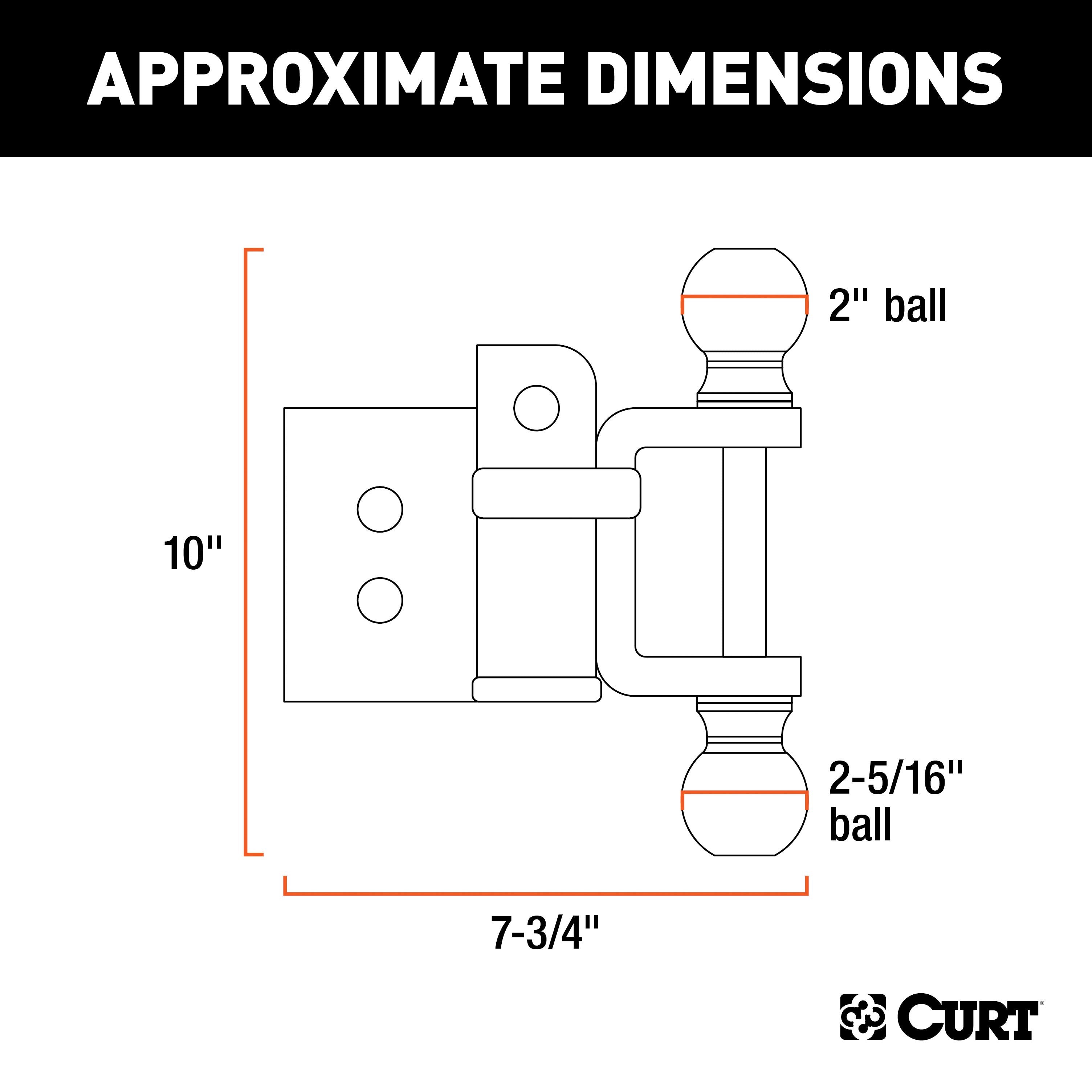 CURT Replacement Head for Adjustable Trailer Hitch Ball Mount #45049 Model 45008
