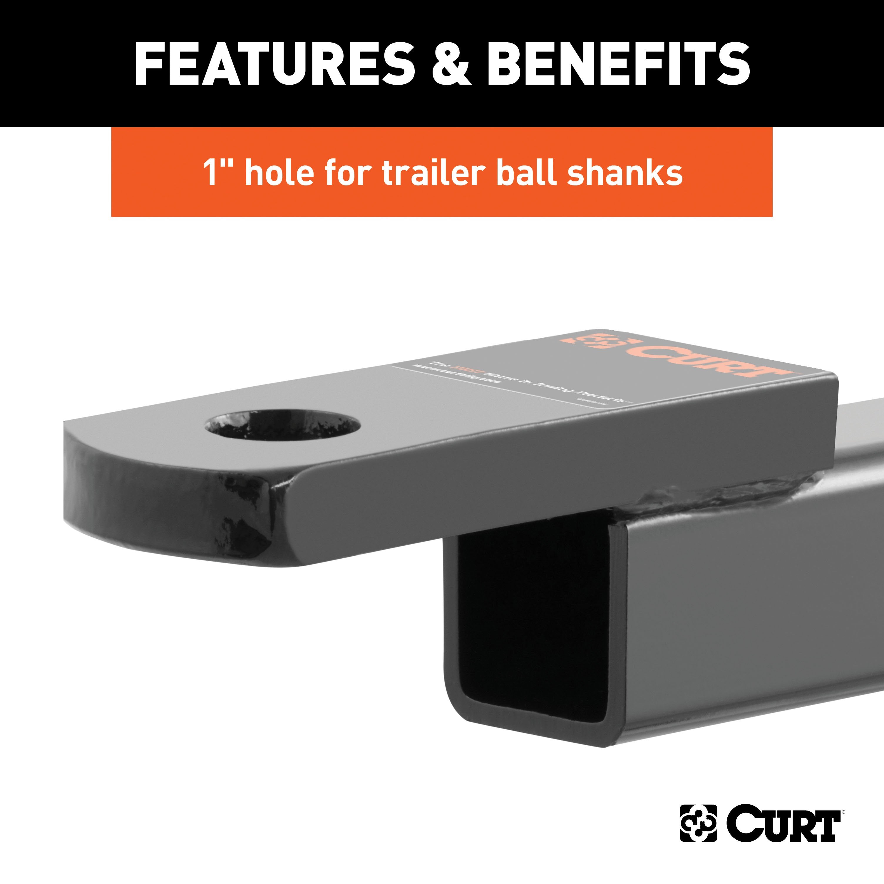CURT Class 3 Trailer Hitch Ball Mount, Fits 2-Inch Receiver, 7,500 lbs, 1-Inch Hole, 2-In Drop, 3/4-Inch Rise Model 45010
