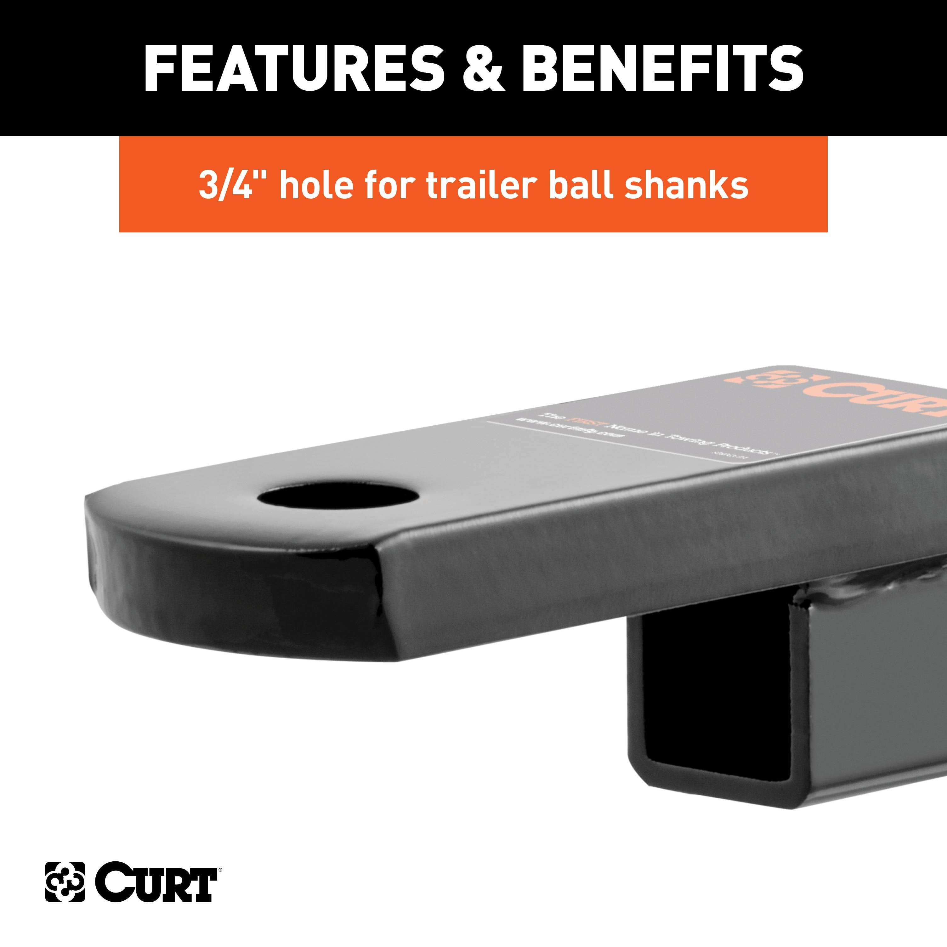 CURT Class 1 Trailer Hitch Ball Mount, Fits 1-1/4-Inch Receiver, 2,000 lbs, 3/4-Inch Hole, 1-1/4-In Drop, 5/8-Inch Rise Model 45019
