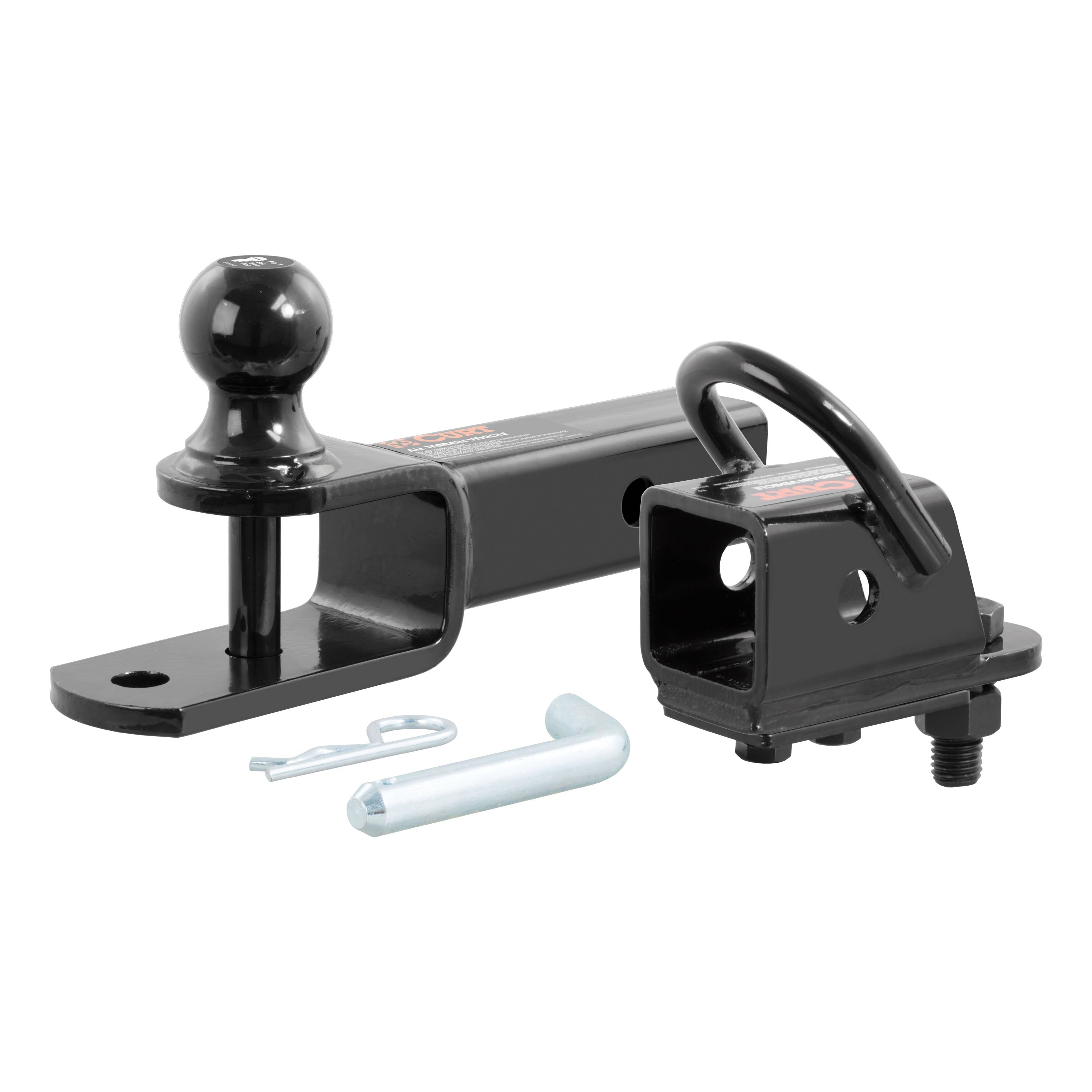 CURT 3-in-1 UTV, ATV Trailer Hitch Mount with 2-Inch Receiver Adapter, 1-7/8-Inch Ball, Clevis Pin, 5/8-Inch Hole Model 45029