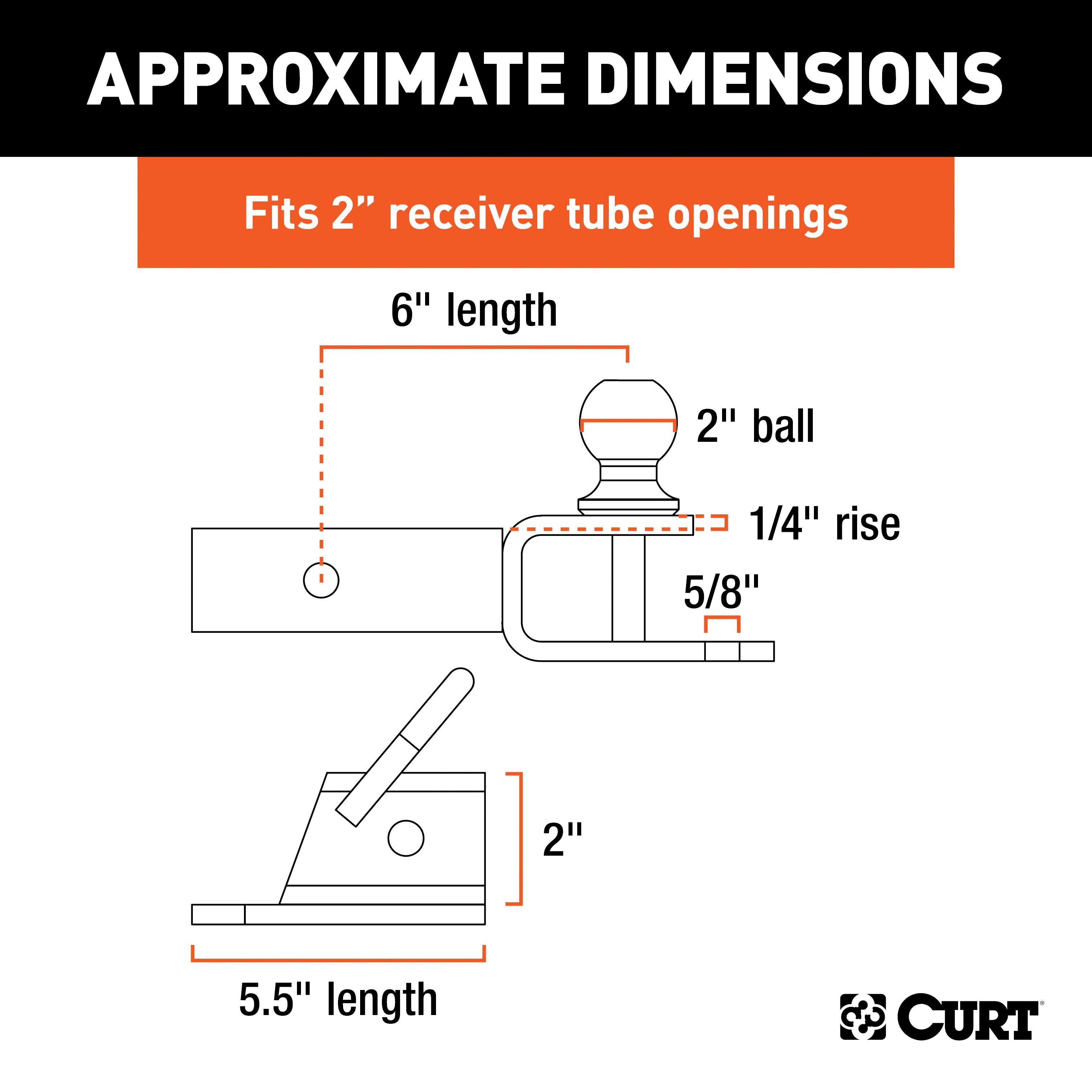 CURT 3-in-1 UTV, ATV Trailer Hitch Mount with 2-Inch Receiver Adapter, 2-Inch Ball, Clevis Pin, 5/8-Inch Hole Model 45038