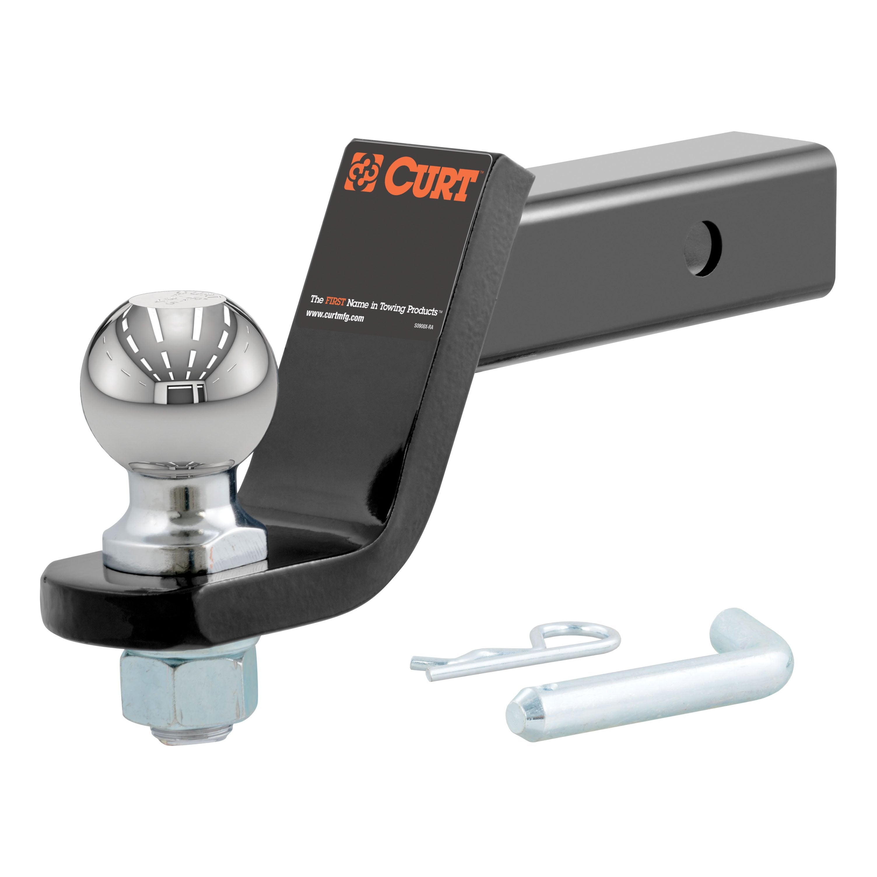 CURT Trailer Hitch Mount with 2-5/16-Inch Ball & Pin, Fits 2-Inch Receiver, 7,500 lbs, 4-Inch Drop Model 45042