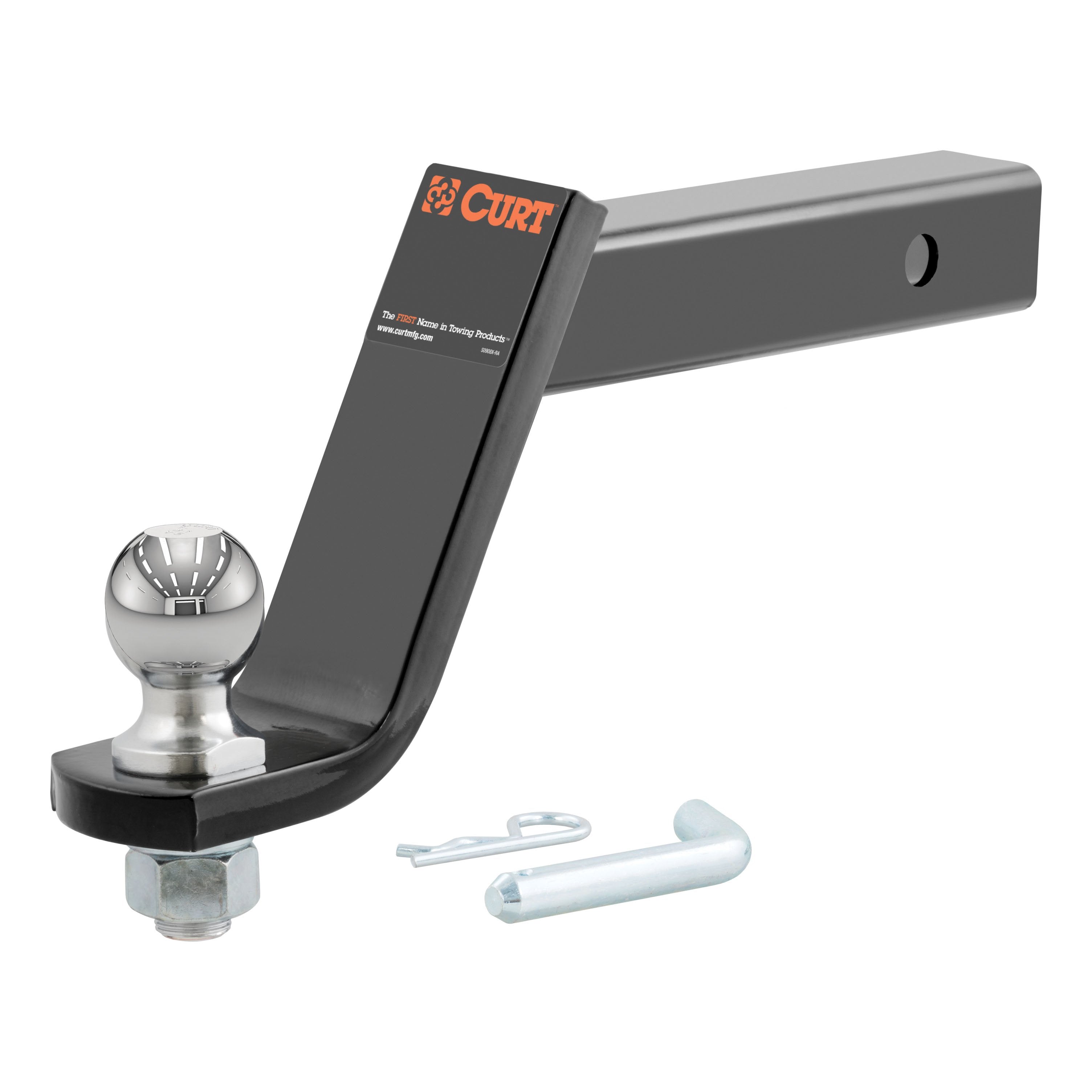CURT Lifted Truck Trailer Hitch Mount with 2-Inch Ball & Pin, Fits 2-In Receiver, 7,500 lbs, 6-Inch Drop Model 45064
