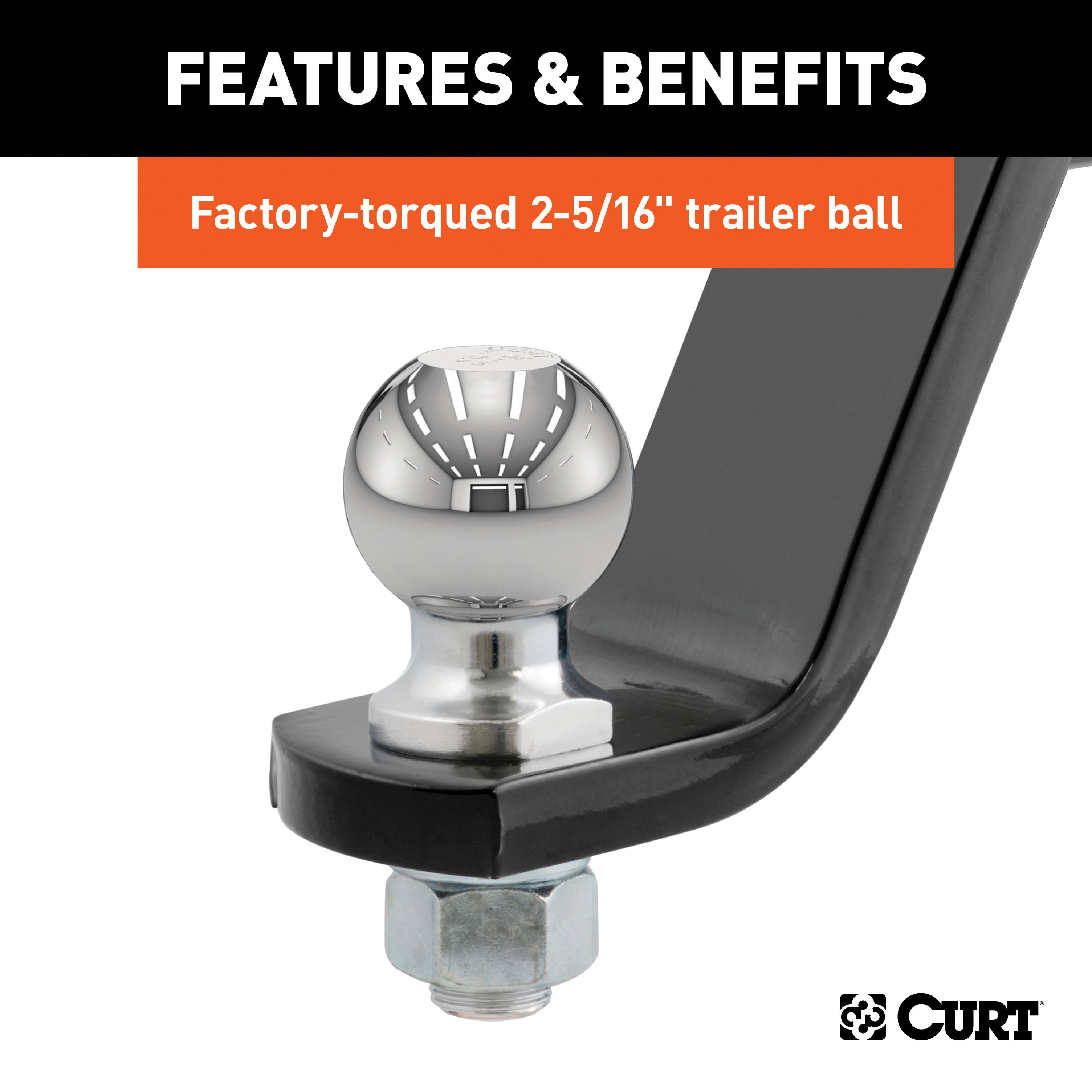 CURT Lifted Truck Trailer Hitch Mount with 2-5/16-Inch Ball & Pin, Fits 2-Inch Receiver, 7,500 lbs, 6-Inch Drop Model 45065