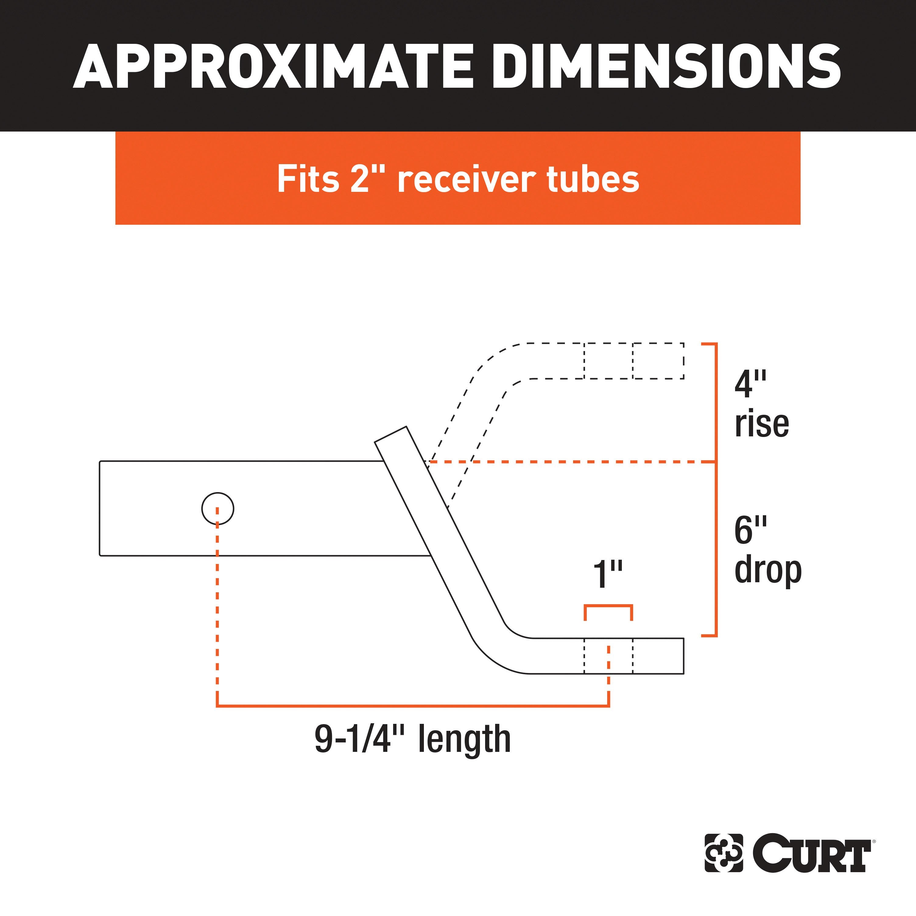 CURT Class 3 Trailer Hitch Ball Mount, Fits 2-Inch Receiver, 7,500 lbs, 1-Inch Hole, 6-Inch Drop Model 45070