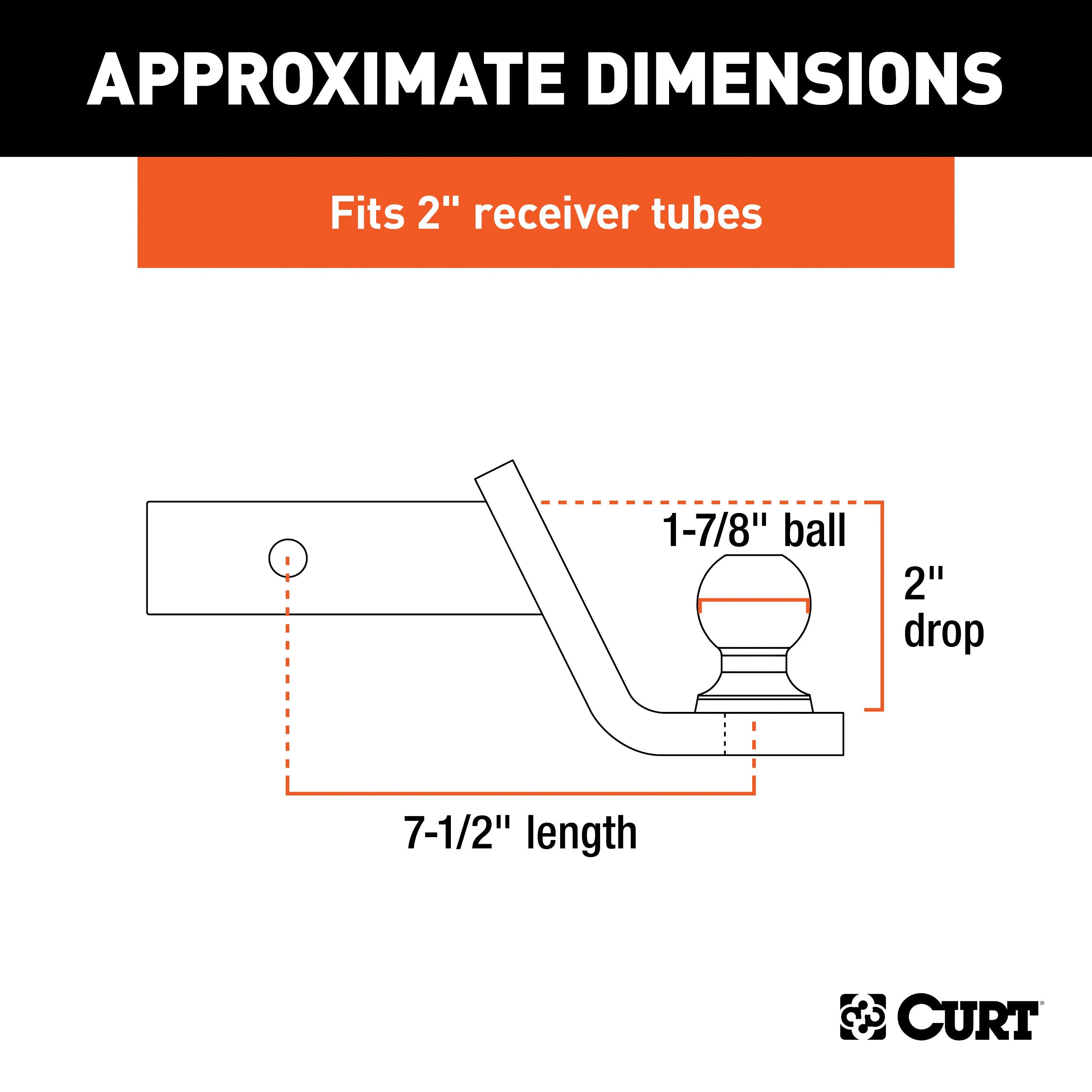 CURT Fusion Trailer Hitch Mount with 1-7/8-Inch Ball & Pin, Fits 2-Inch Receiver, 5,000 lbs, 2-In Drop Model 45131