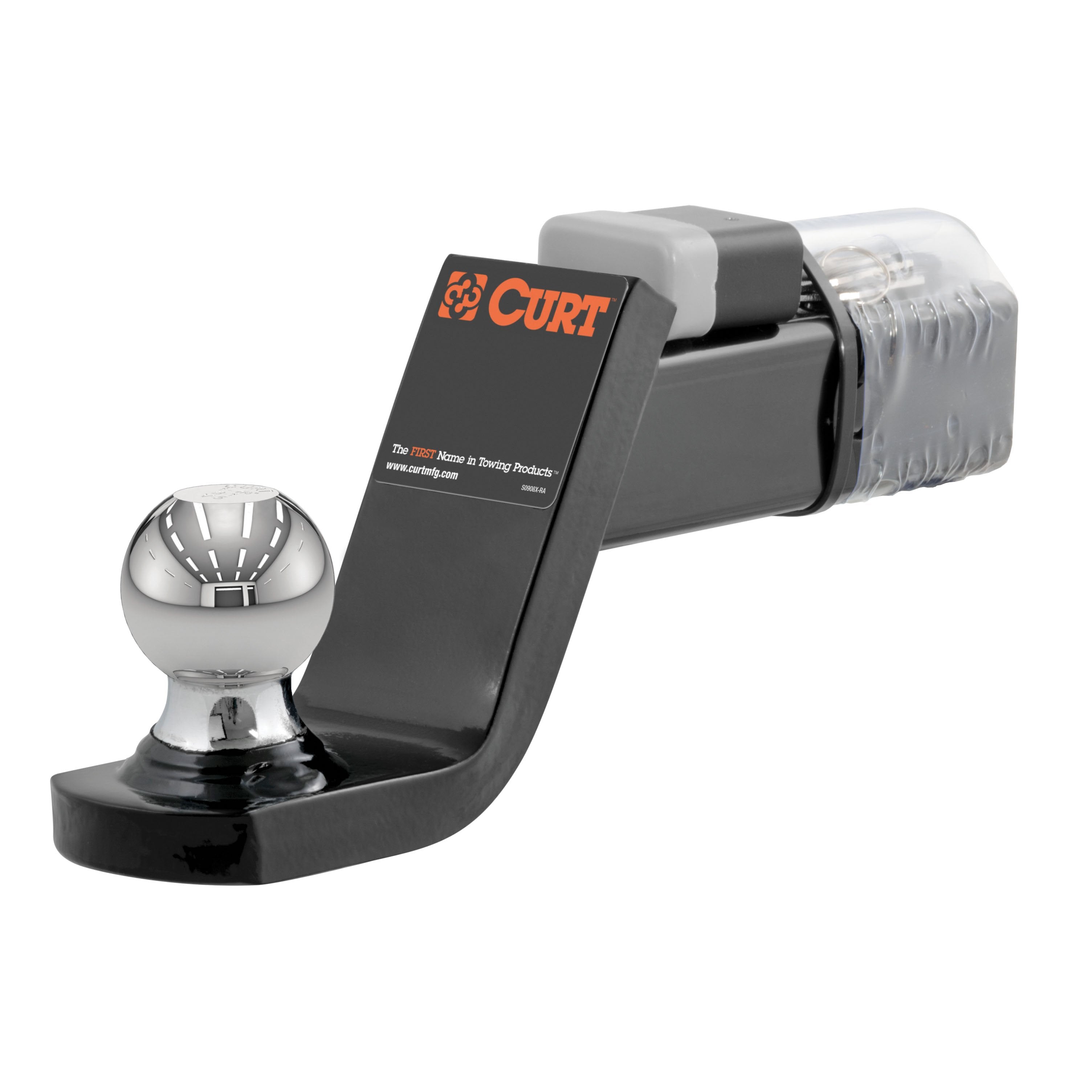 CURT Trailer Hitch Mount, 2-Inch Ball, Lock, Fits 2-In Receiver, 7,500 lbs, 4" Drop Model 45142