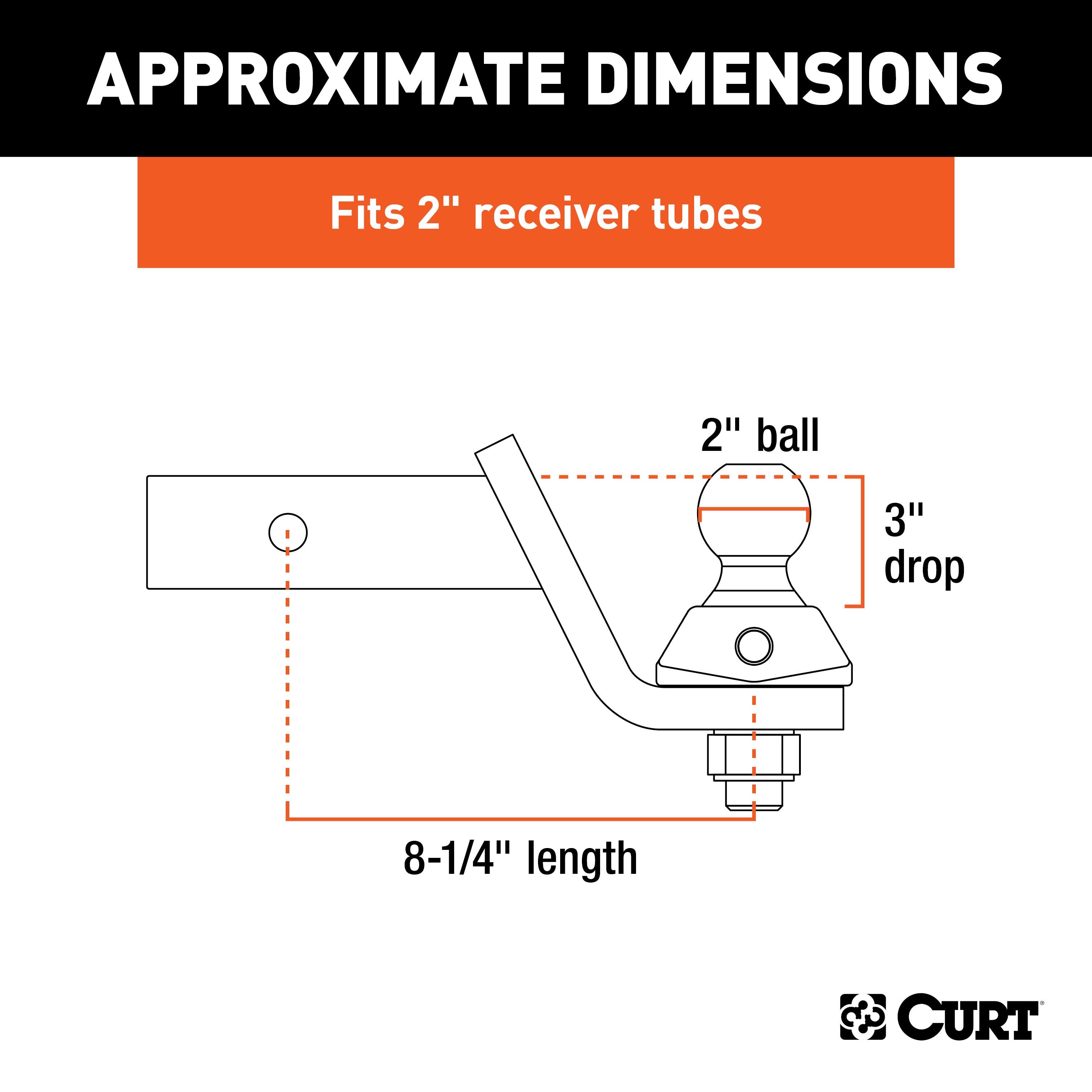 CURT RockerBall Cushion Hitch Ball Mount, 7,500 lbs 2-Inch Diameter, 2-In Shank, 3" Drop, Anti-Rattle Pin Model 45143