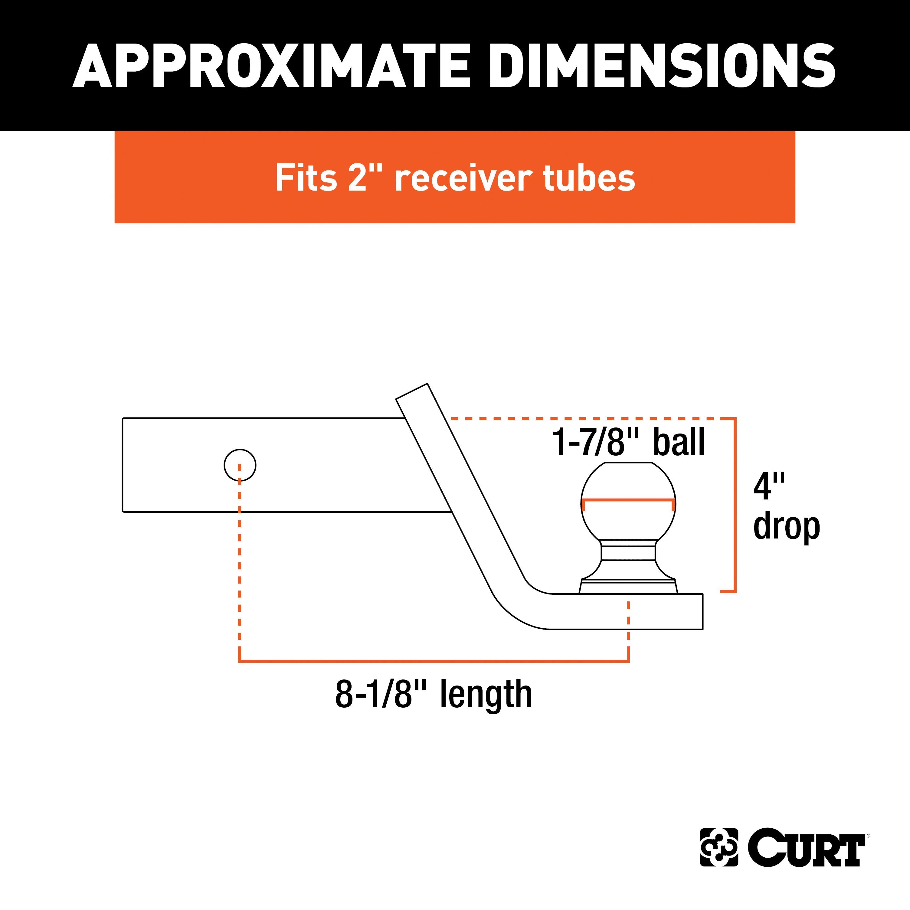 CURT Fusion Trailer Hitch Mount with 1-7/8-Inch Ball & Pin, Fits 2-Inch Receiver, 5,000 lbs, 4-Inch Drop Model 45151