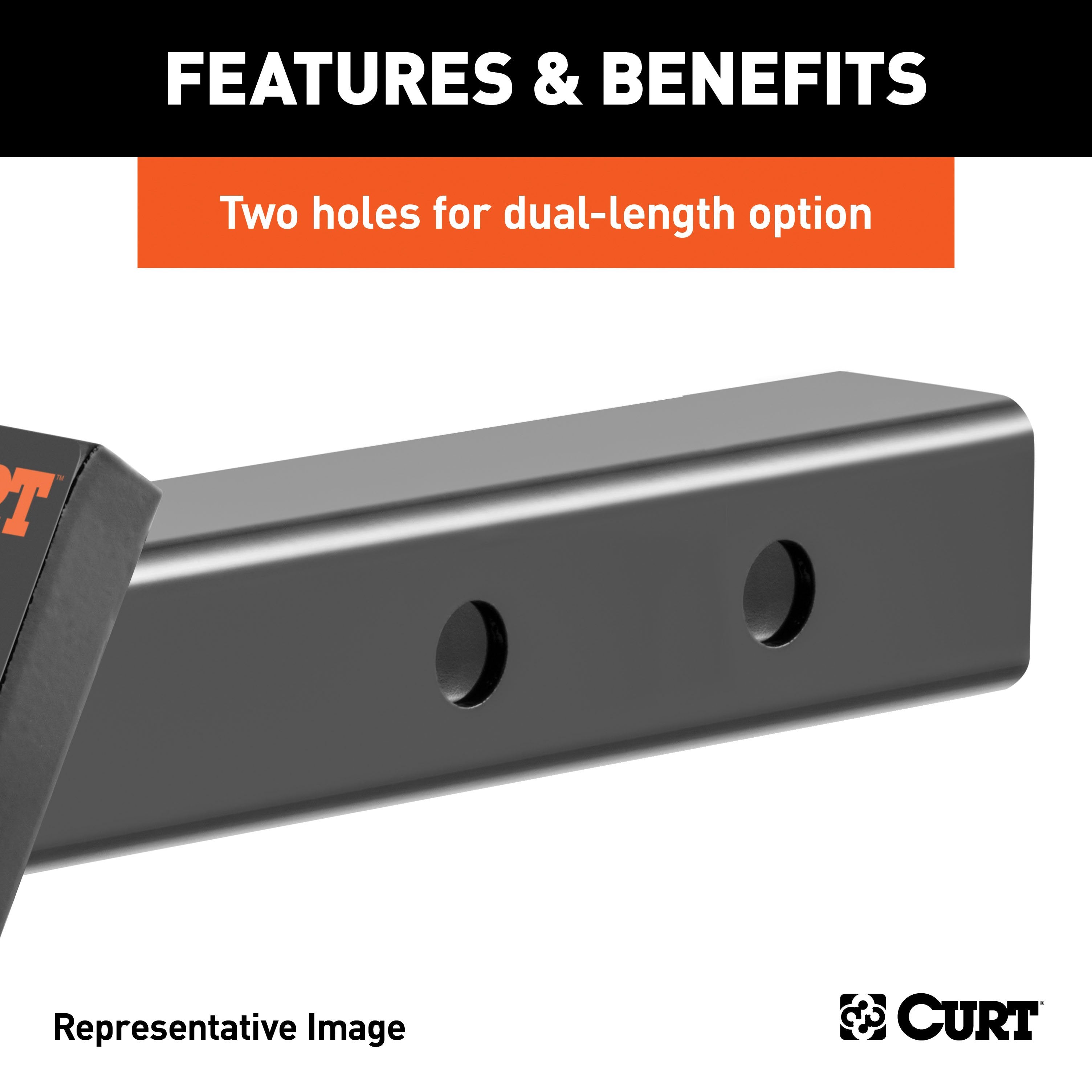 CURT Dual Length Trailer Hitch Ball Mount, 8-1/8-Inch or 11-1/8-Inch Length, Fits 2-Inch Receiver, 7,500 lbs, 1-Inch Hole, 4-Inch Drop, 2-In Rise Model 45230