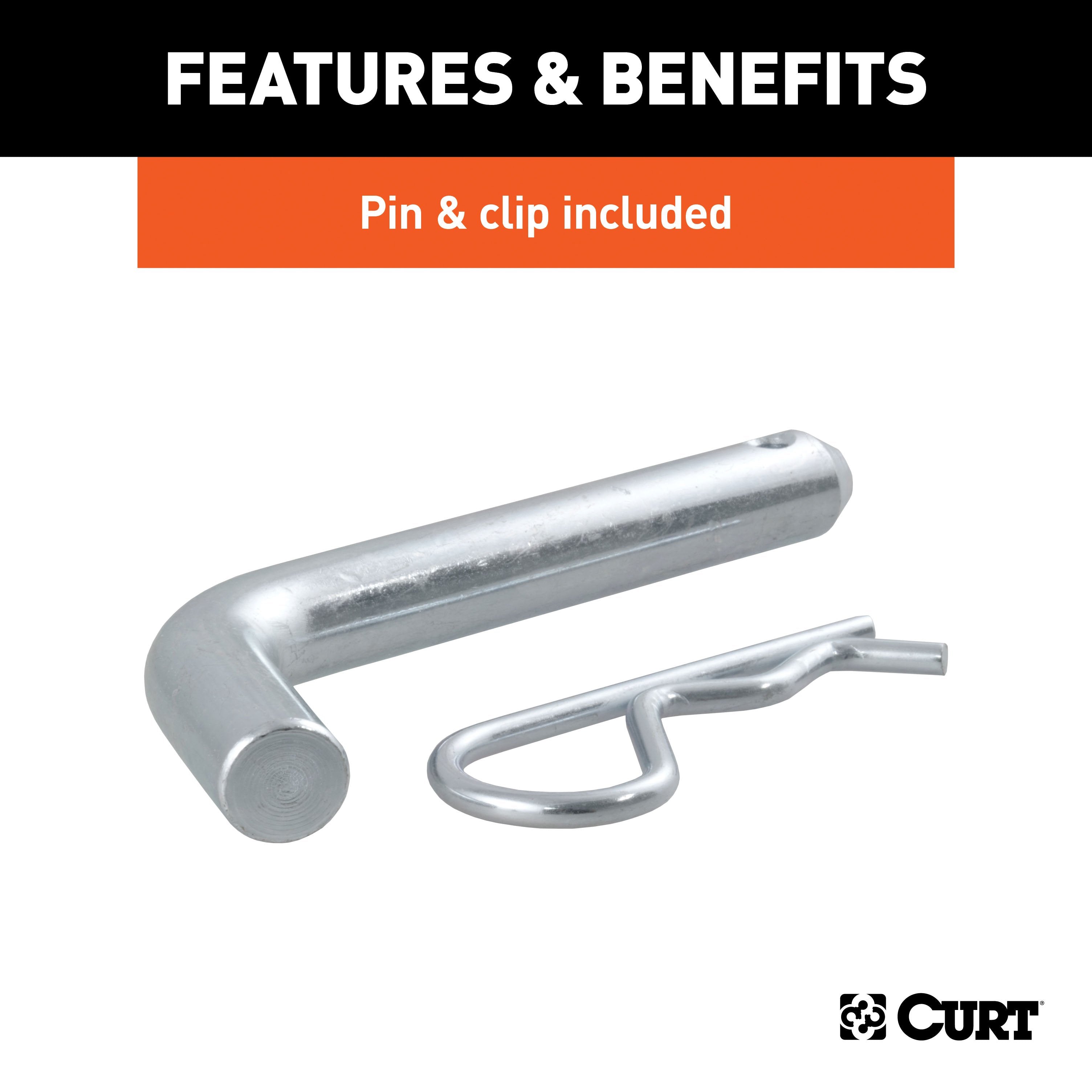 CURT Chrome Trailer Hitch Mount with 1-7/8-Inch Ball & Pin, Fits 2-Inch Receiver, 7,500 lbs, 2-In Drop Model 45293